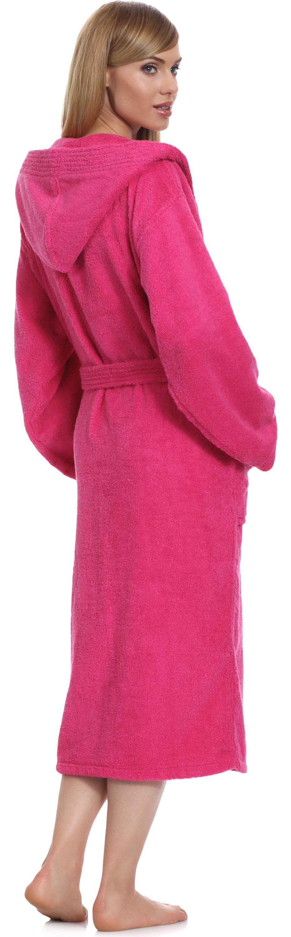 Ladeheid Bademantel Damen Frottee Bademantel aus 100% Baumwolle LA40-193, Langform, Baumwolle, Kapuze – Bild 4 von 5