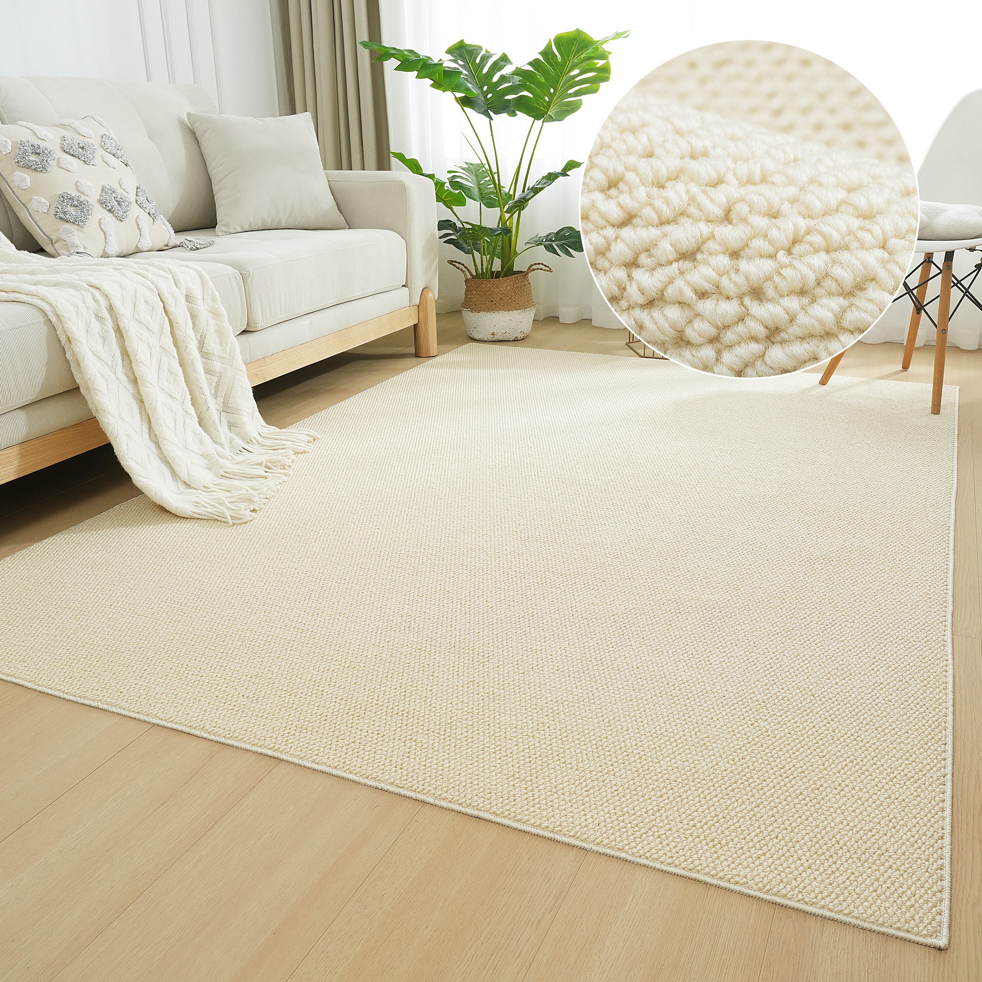 OTTO home Teppich Lilia, rechteckig, Höhe: 5 mm, Sisal-Optik, uni, waschbar, Wohnzimmer, Schlafzimmer, Esszimmer