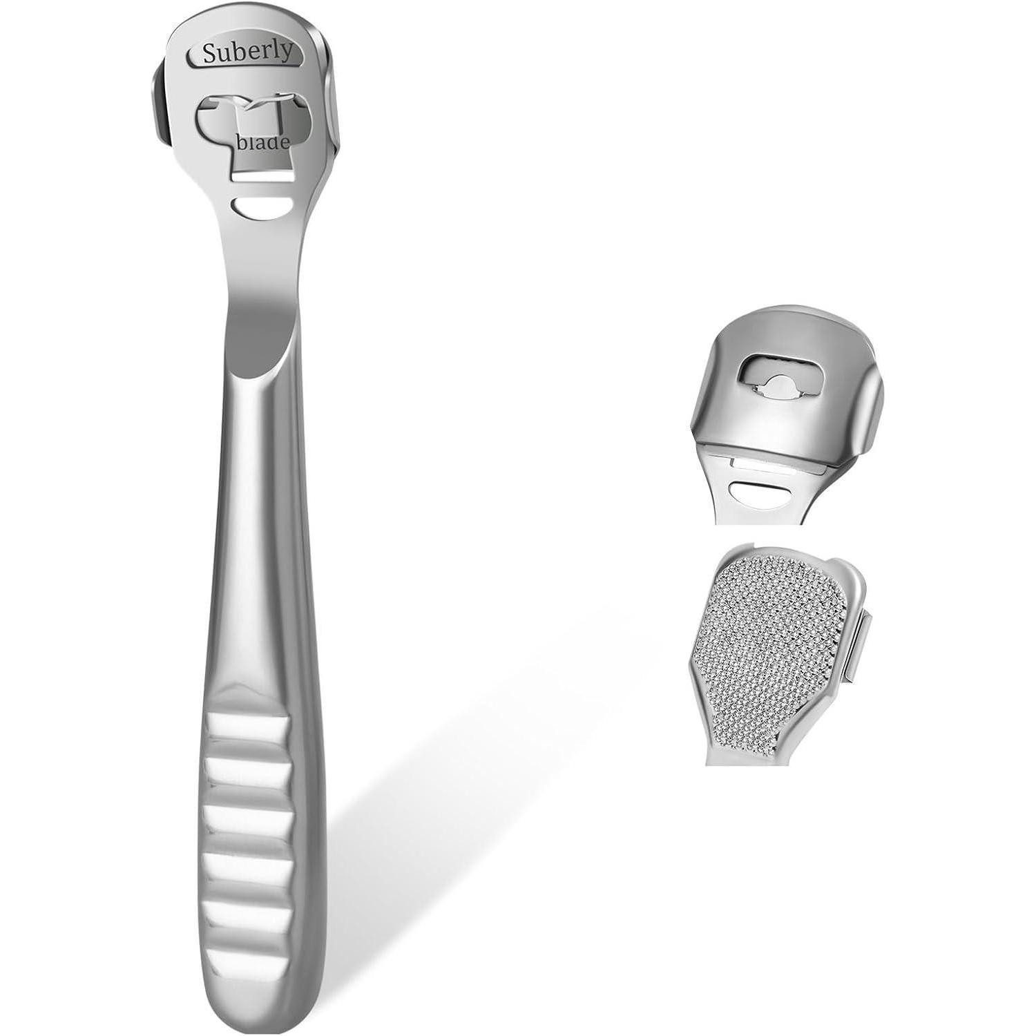 LuxusKollektion Fußraspel Hornhauthobel Hornhautraspel Edelstahl 10Klingen Fußhobel E