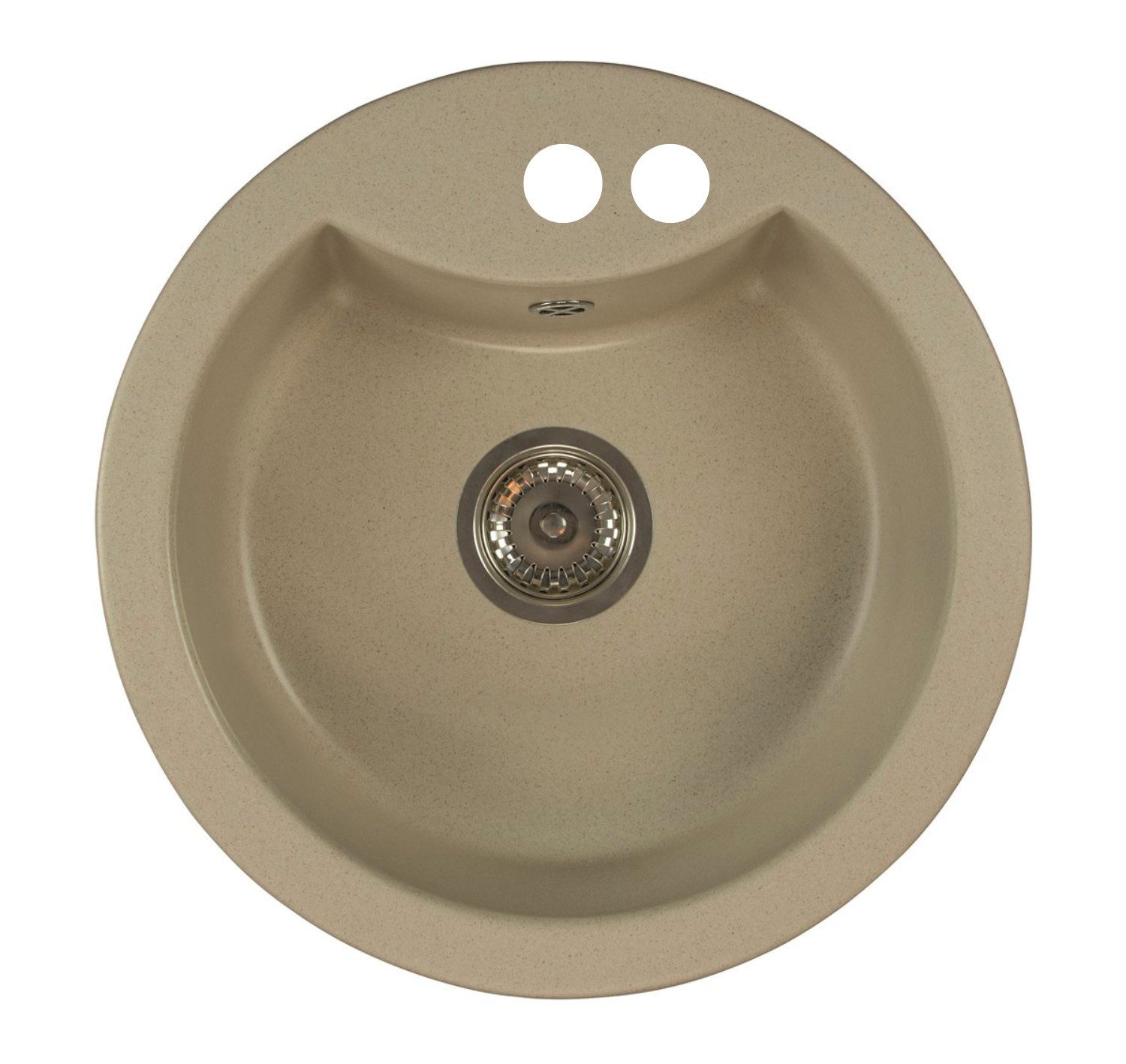 Faizee Home Granitspüle Granitspüle Vela Ø 49cm verschiedene Farben wahlweise ohne Armatur, Rund, 49/16 cm