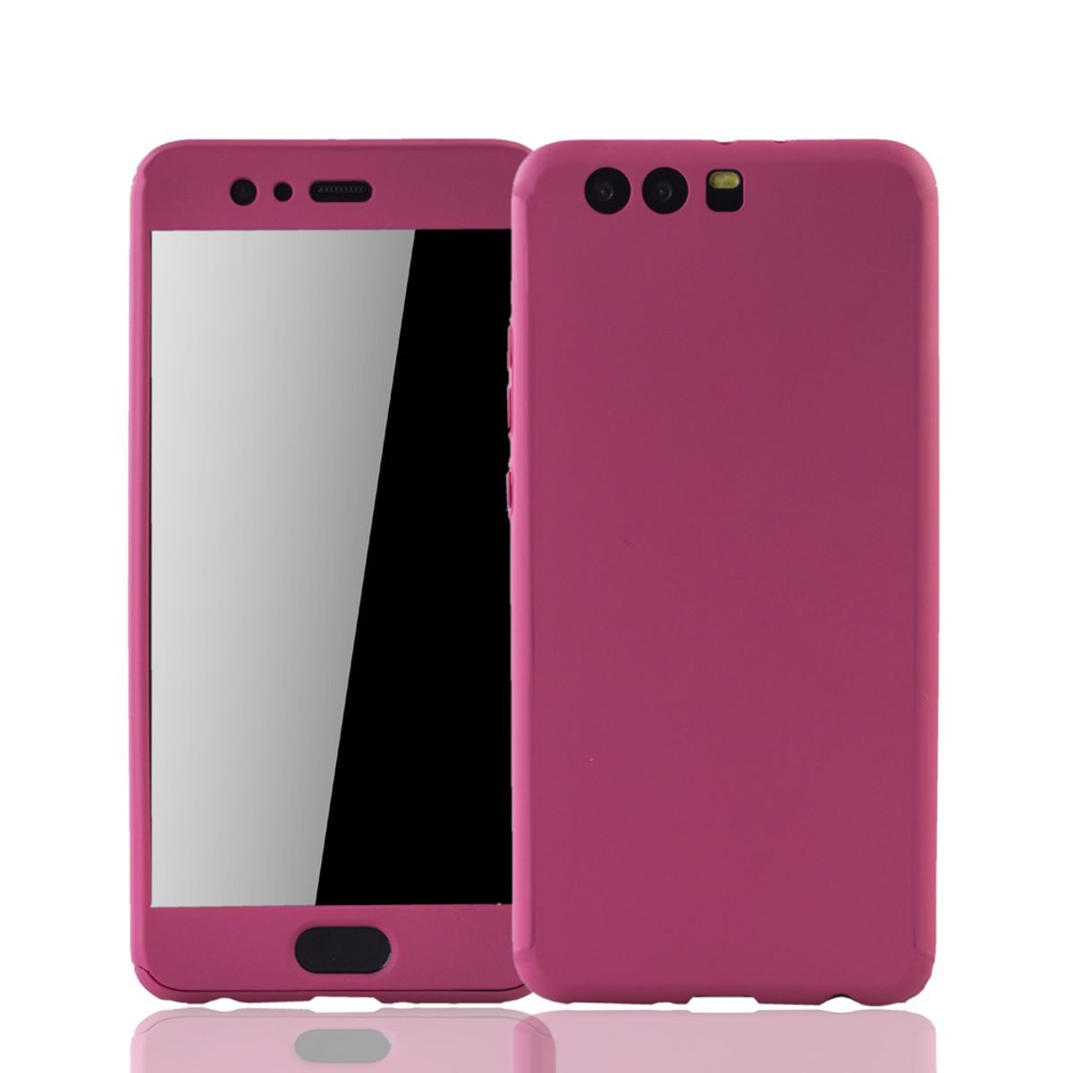 König Design Handyhülle Huawei P10 Plus, Huawei P10 Plus Handyhülle 360 Grad Schutz Full Cover Rosa