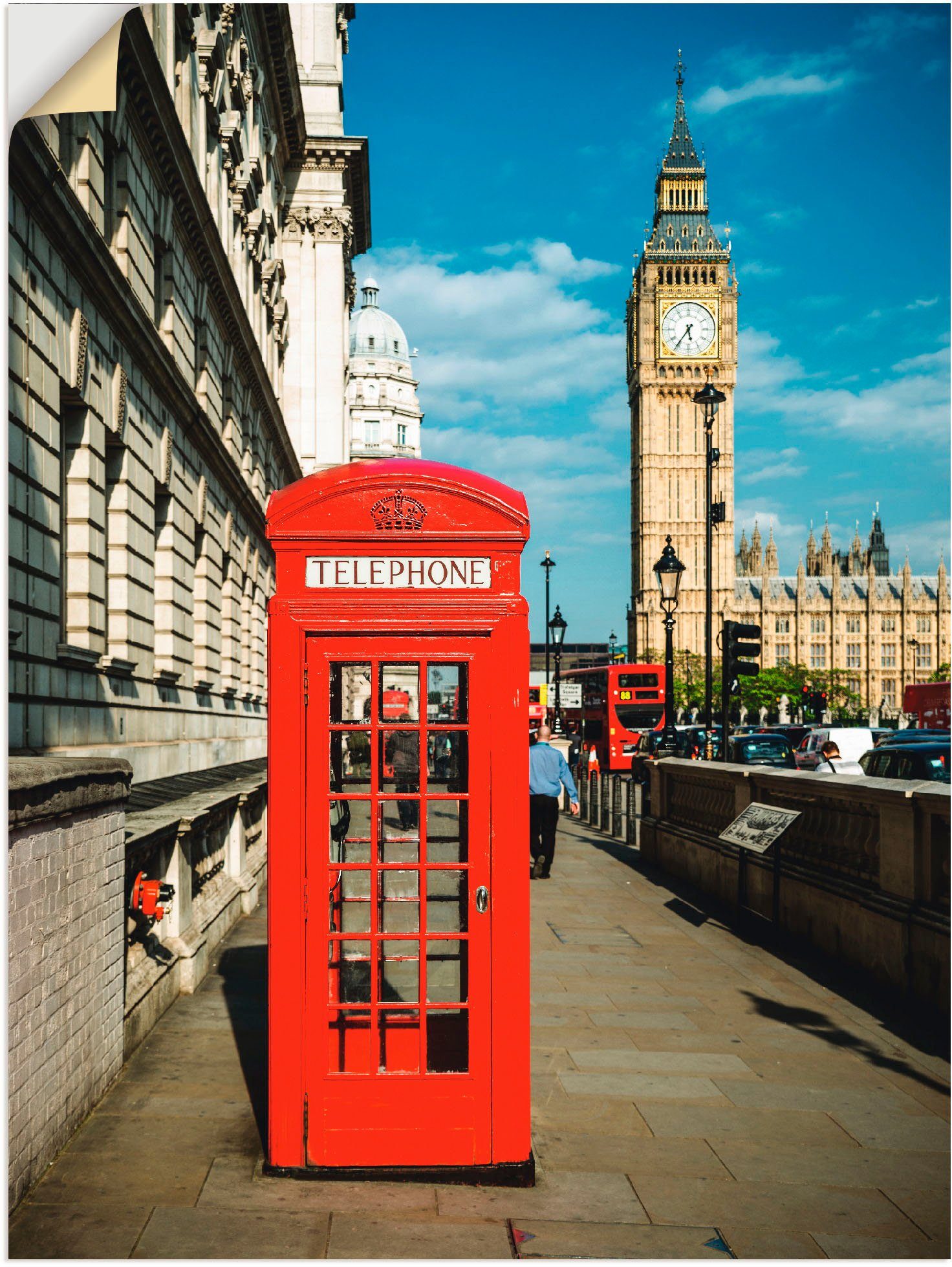 Artland Wandbild London Telefonzelle, Gebäude (1 St), als Alubild, Leinwandbild, Wandaufkleber oder Poster in versch. Größen