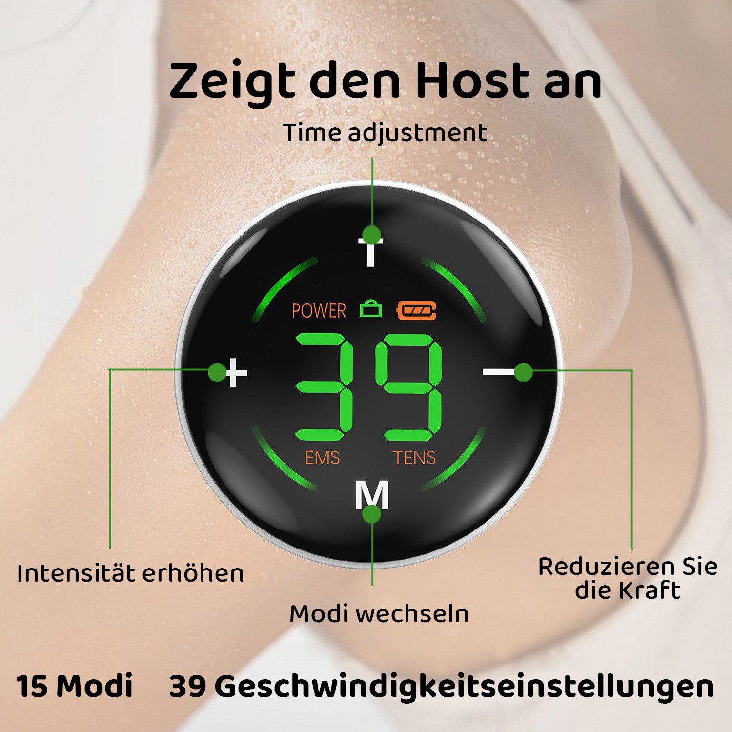MOPUEA Bauchtrainer Bauchmuskeltrainer Bauchmuskel Trainingsmaschine (Flexible Anwendung Im Alltag, Effektives Training Mit Einstellbaren Modi), EMS Funktion, 15 Modi, 39 Intensitätsstufen, USB aufladbar, tragbar