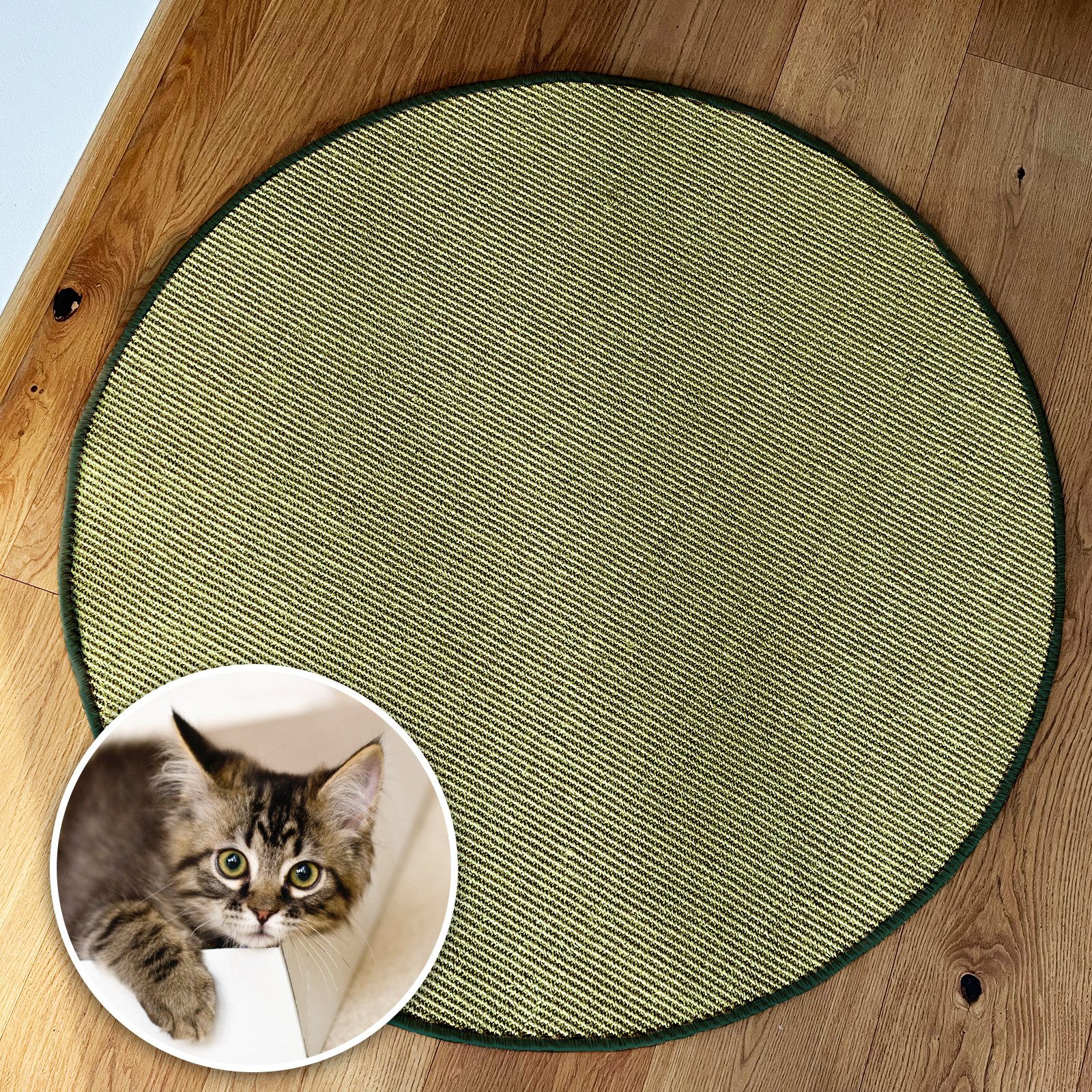 Kratzmatte für Katzen, Sisal Kratzteppich, Rund