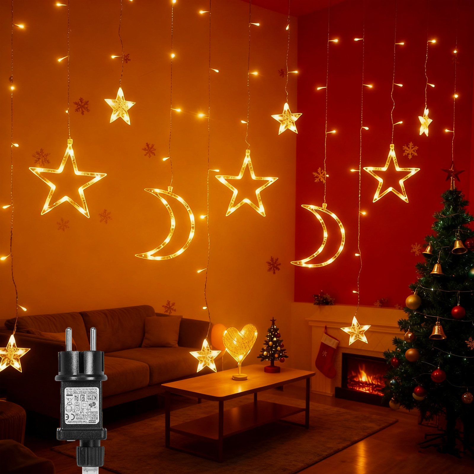 MUPOO LED-Lichterkette 120 LED Lichtervorhang Ramadan Eid Islam Fest Deko lichterketten, 3M Warmweiß/Mehrfarbig Ramadan Deko Batteriebetrieben