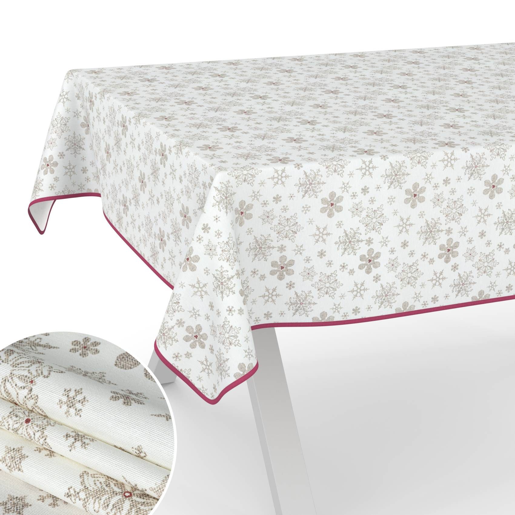 ANRO Tischdecke pflegeleicht Weihnachten Tischtuch Christmas Schneeflocken günstig online kaufen