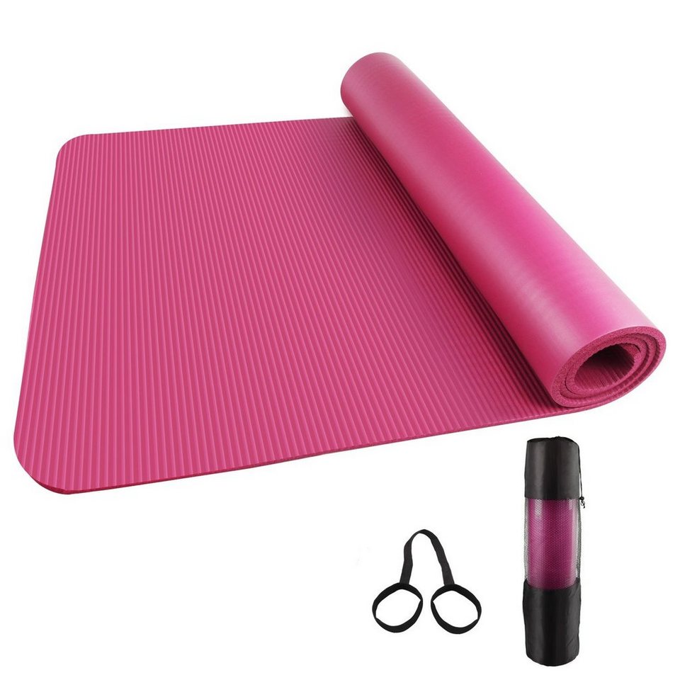 Daskoo Fitnessmatte Yogamatte, Sportmatte und Gymnastikmatte,extra dick 10mm  &lang 185cm, mit Tragegurt und Trage-/ Aufbewahrungstasche