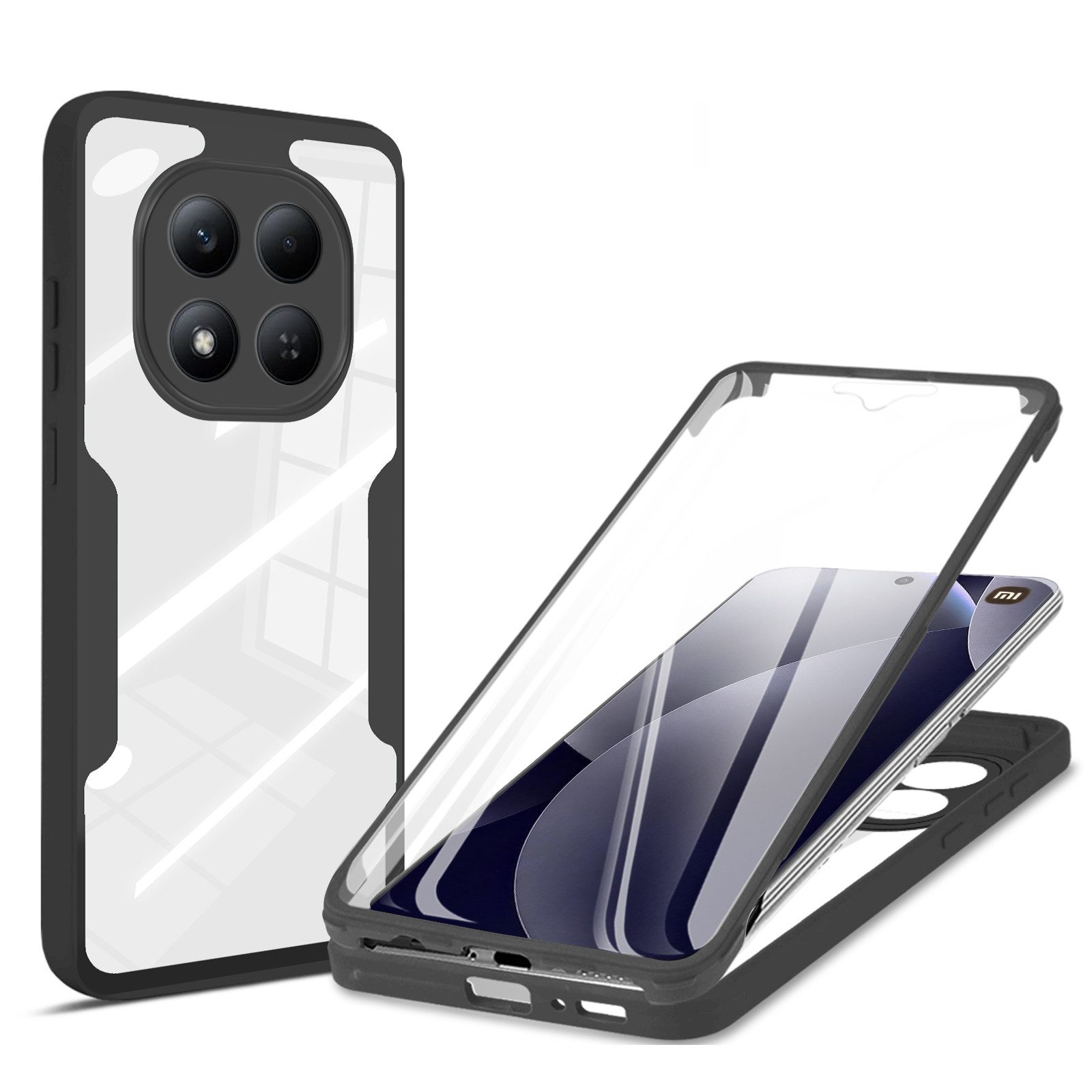 betterfon Handyhülle für Xiaomi Redmi Note 15 Pro 4G, 360° Hülle Schutzcase mit Dispayfolie, Vollschutz Case mit integriertem Displayschutz und klarer Sicht