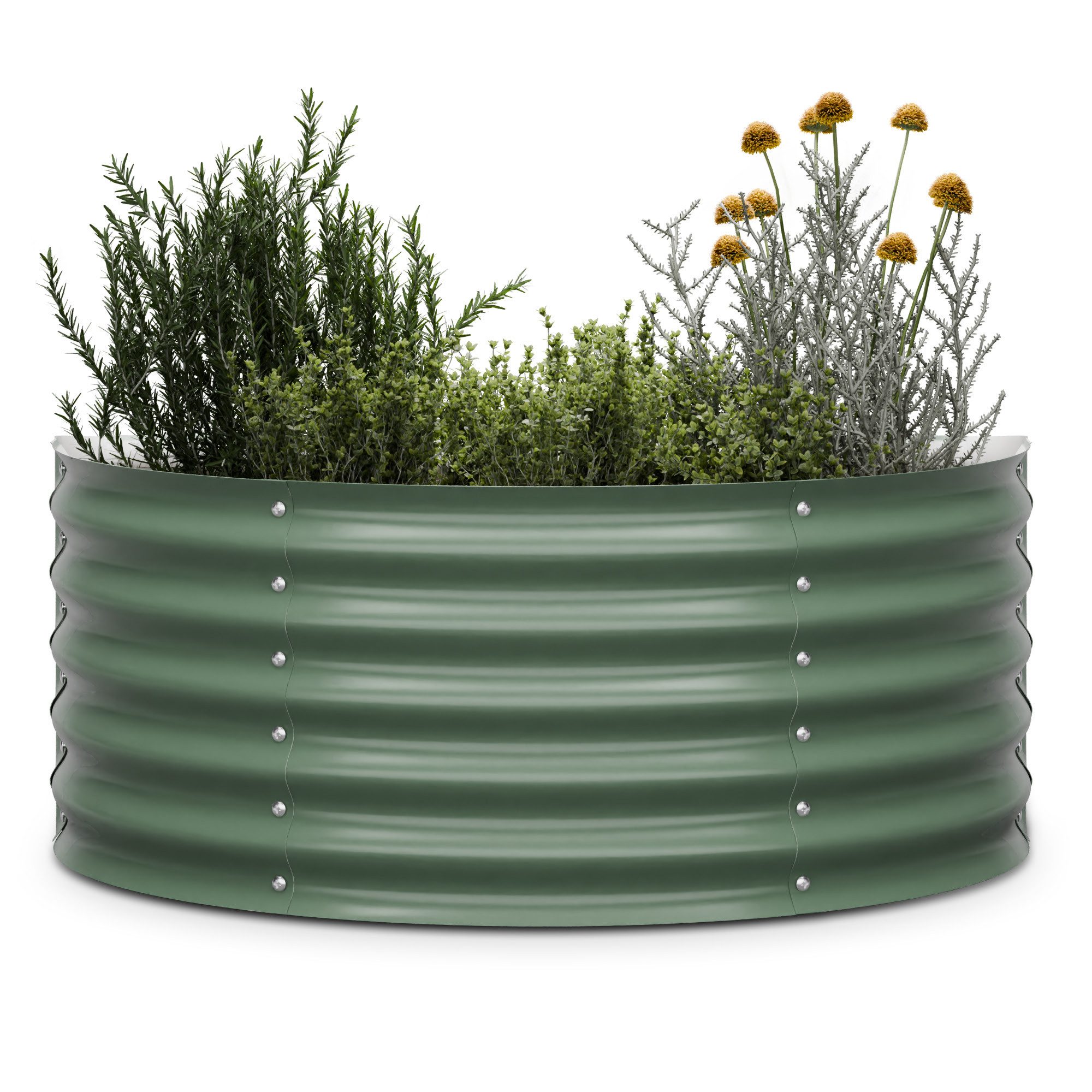 blumfeldt Hochbeet High Grow Half Circle Hochbeet Metall 105 x 43 x 60cm, Pflanzkübel Outdoor Balkon außen groß Metall Garten