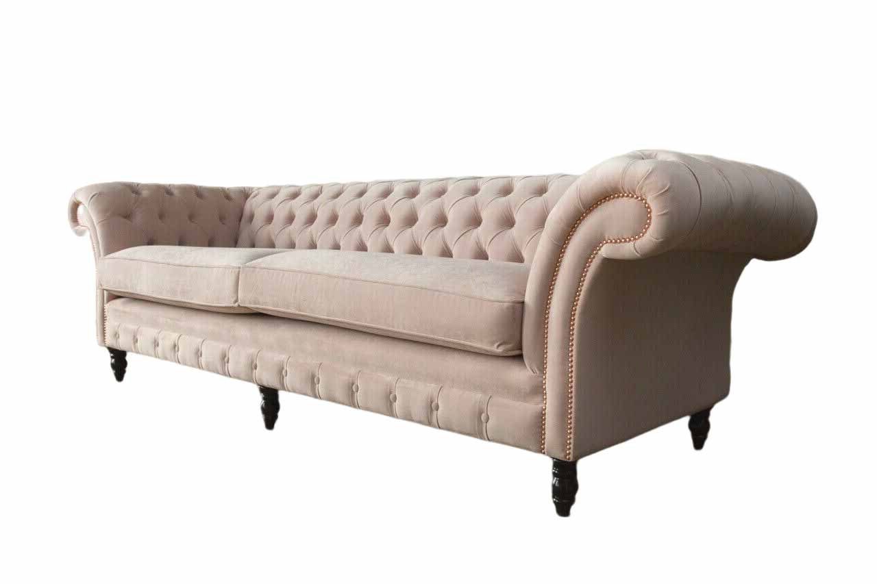 JVmoebel Chesterfield-Sofa, Couch Chesterfield Sofa Design Wohnzimmer Sofas Beige Klassisch