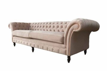 JVmoebel Chesterfield-Sofa, Couch Chesterfield Sofa Wohnzimmer Beige Klassisch Design Sofas