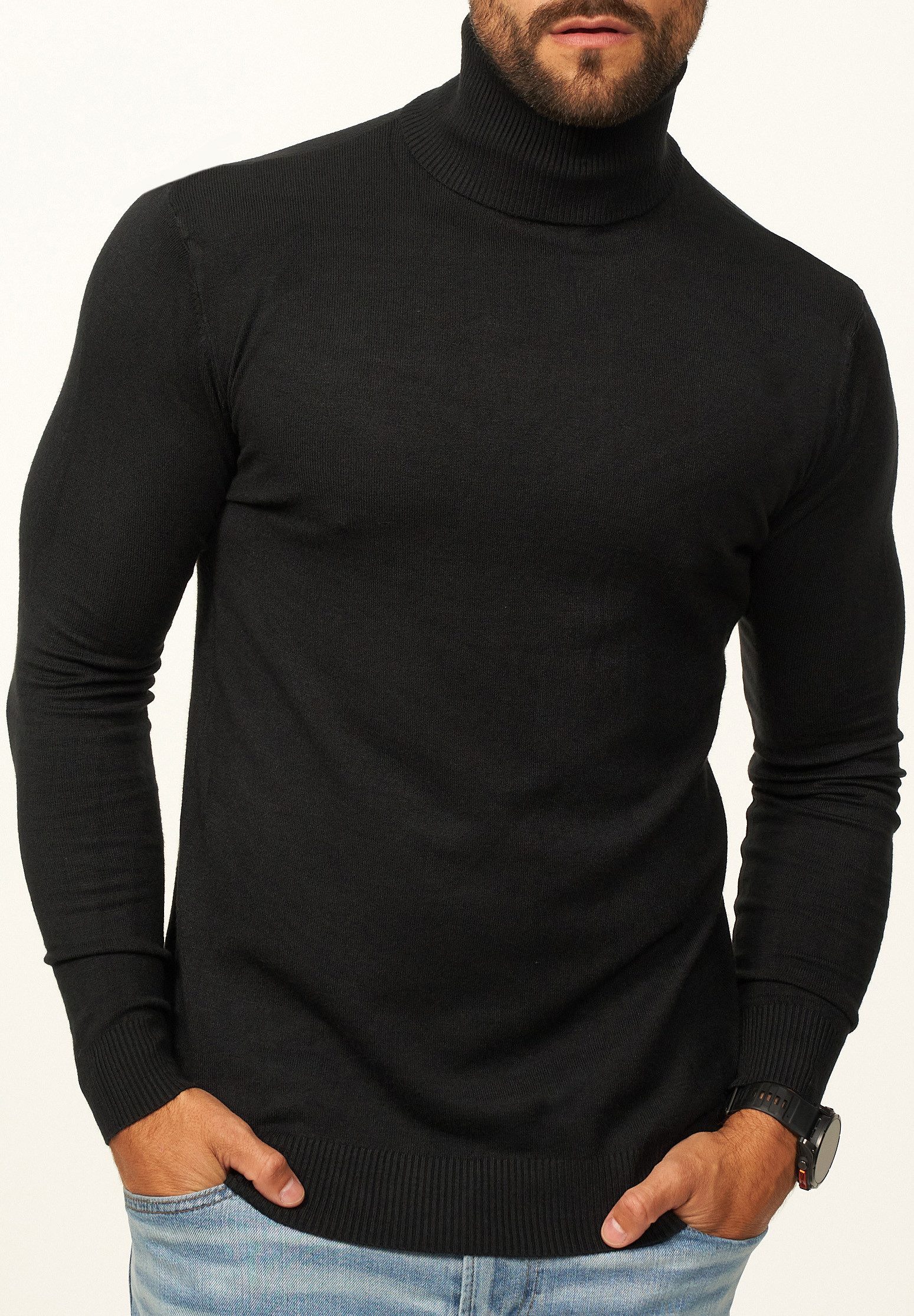 DAILY COTTON Rollkragenpullover als Feinstrick Pulli in Slim Fit für Herren günstig online kaufen