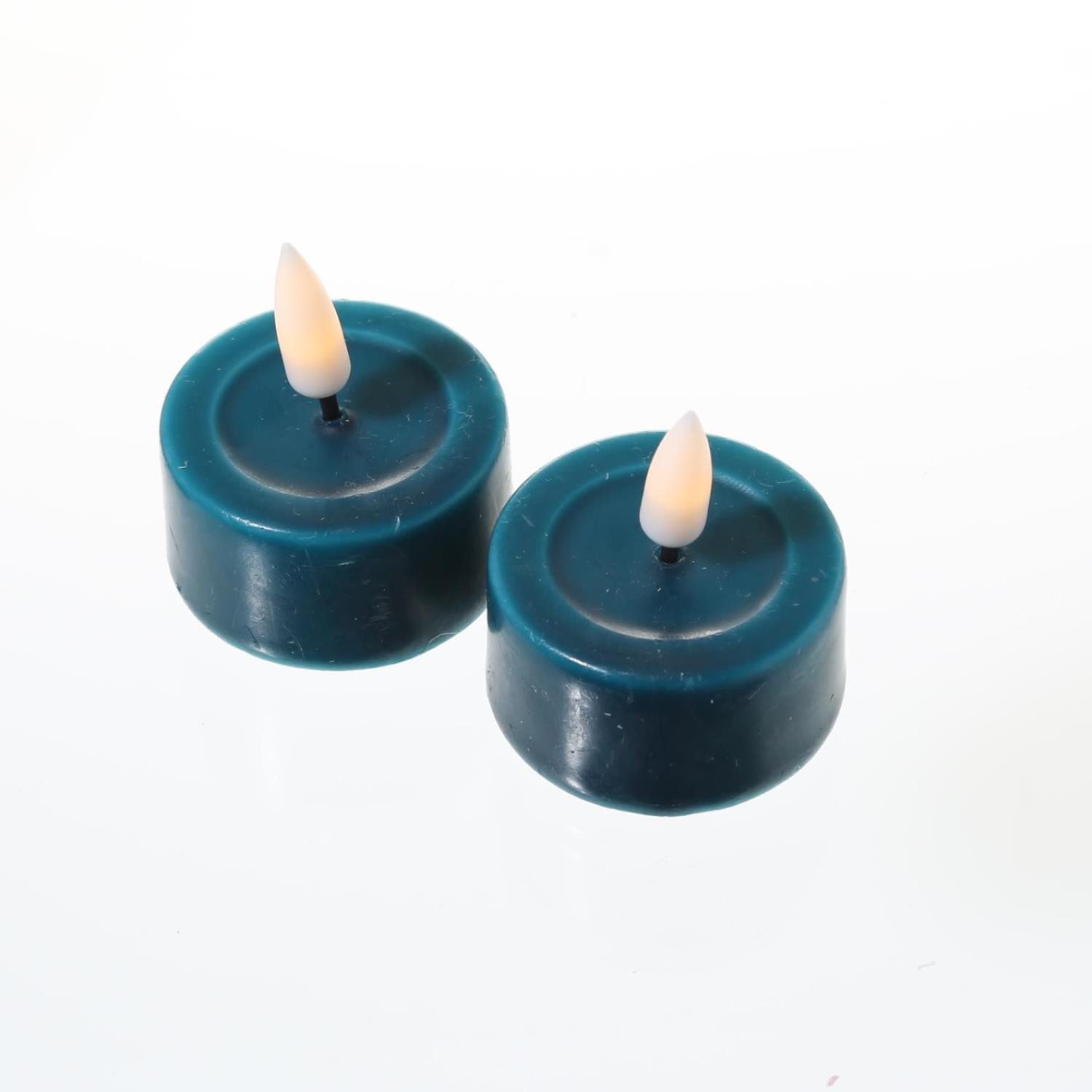 Deluxe Homeart LED-Kerze LED Teelichter Mia flackernd mit Batterie D: 4,1cm petrol 2 Stk. (2-tlg)