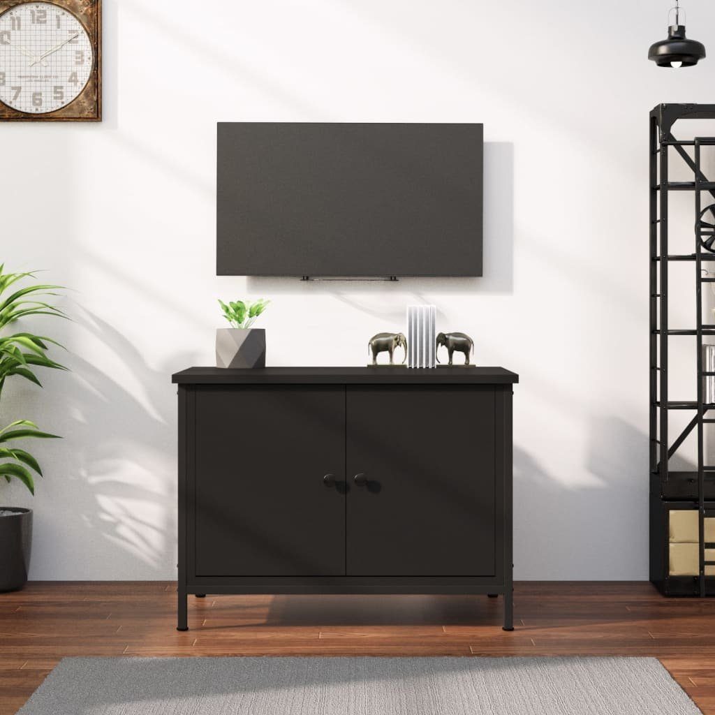furnicato TV-Schrank mit Türen Schwarz 60x35x45 cm Holzwerkstoff