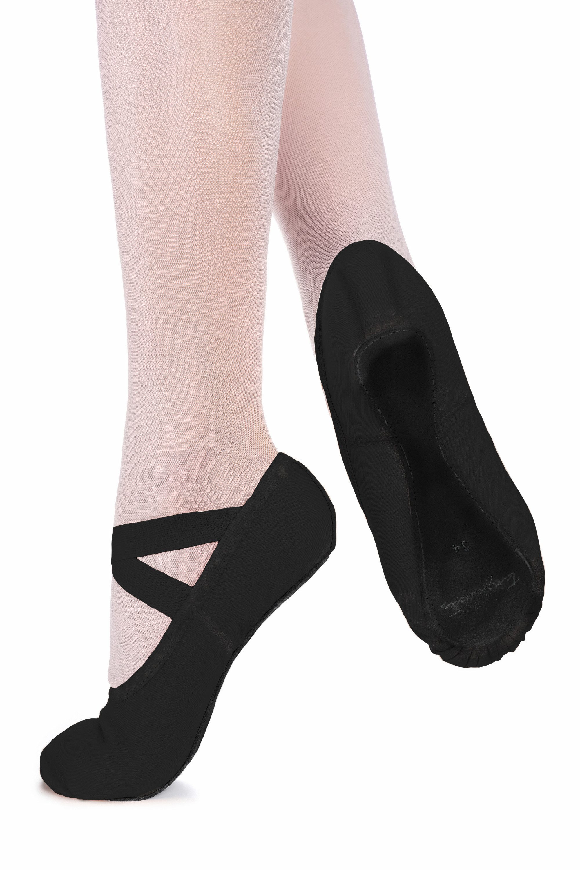 tanzmuster Ballettschläppchen "Jona" aus Baumwoll-Stretch, ganze Sohle Tanzschuh Ballettschläppchen für Kinder und Erwachsene