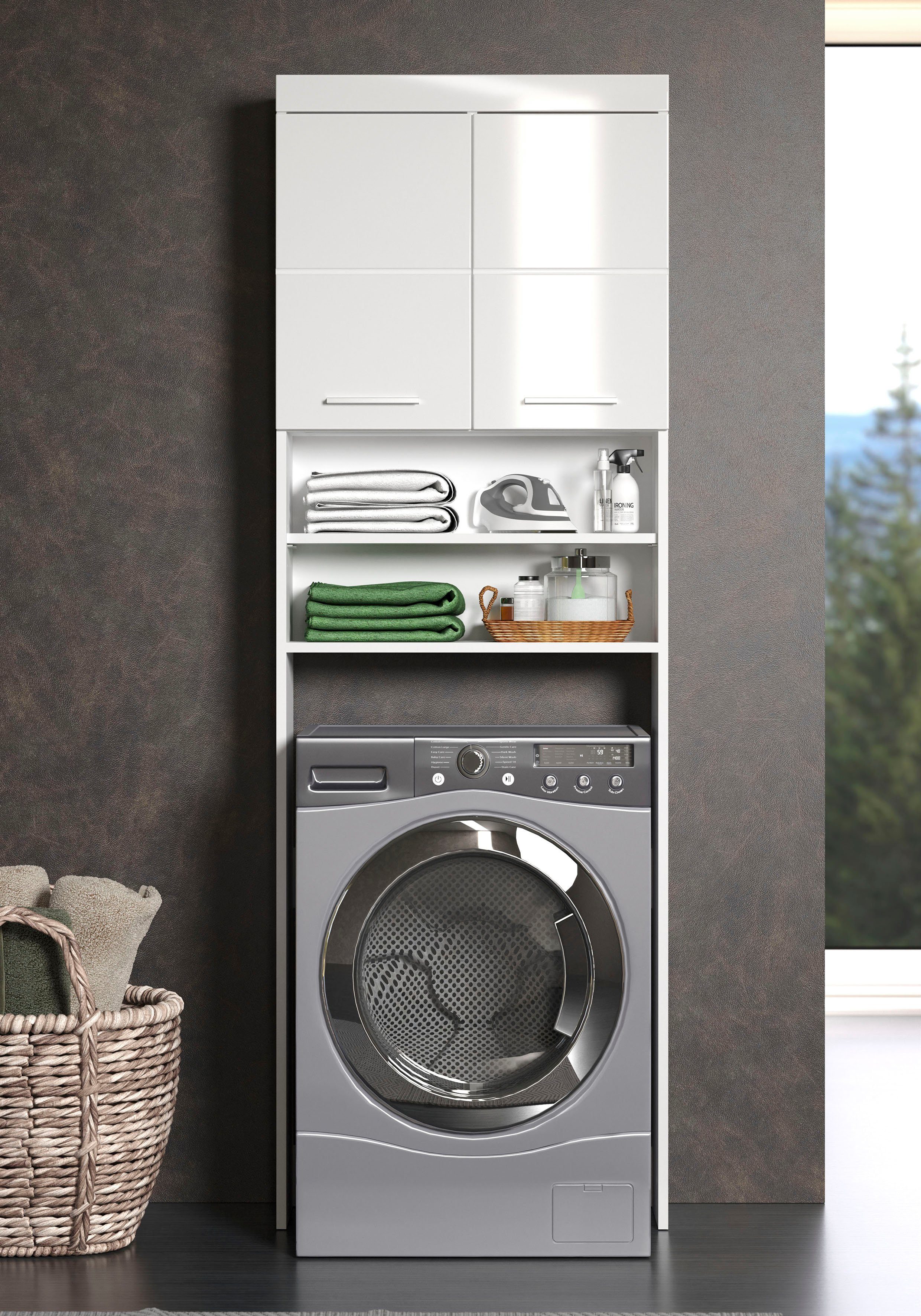 INOSIGN Waschmaschinenumbauschrank Avena matt weiß/weiß Breite cm 60 Nische Hochglanz cm, Waschmaschinen für | weiß 187 Höhe