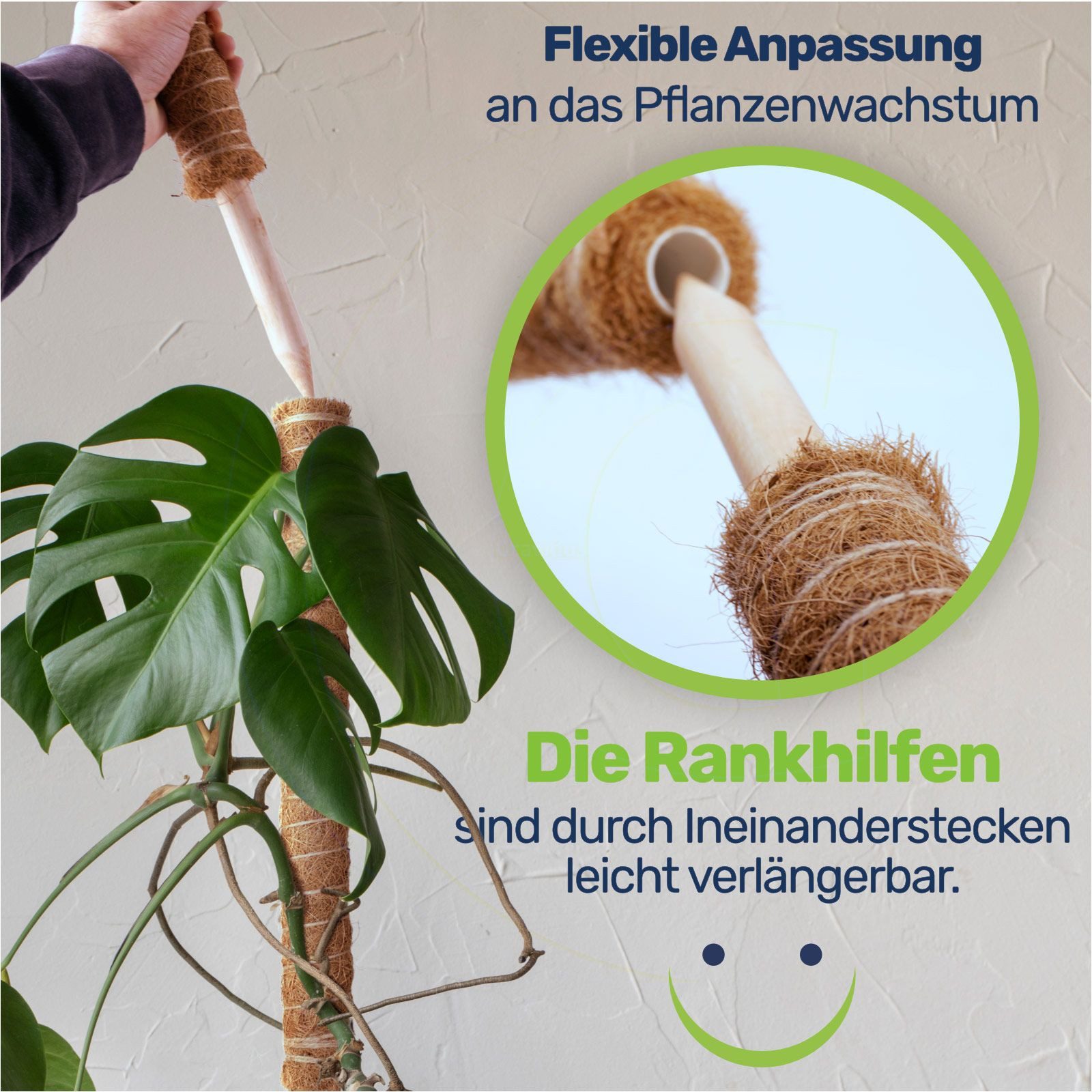 Gravidus Rankhilfe Erweiterbare Rankhilfe 110 cm mit Kokosfilz für Zimmerpflanzen , 1 St. – Bild 3 von 5