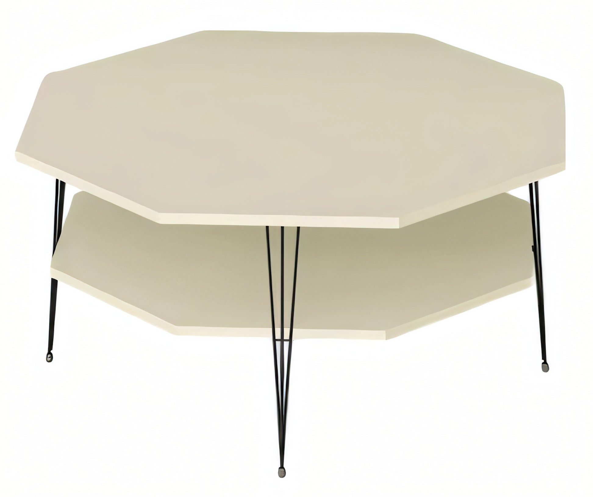 Xlmoebel Couchtisch Beigefarbener Holz-Couchtisch mit Edelstahlrahmen von XLMOEBEL, Made in Europa