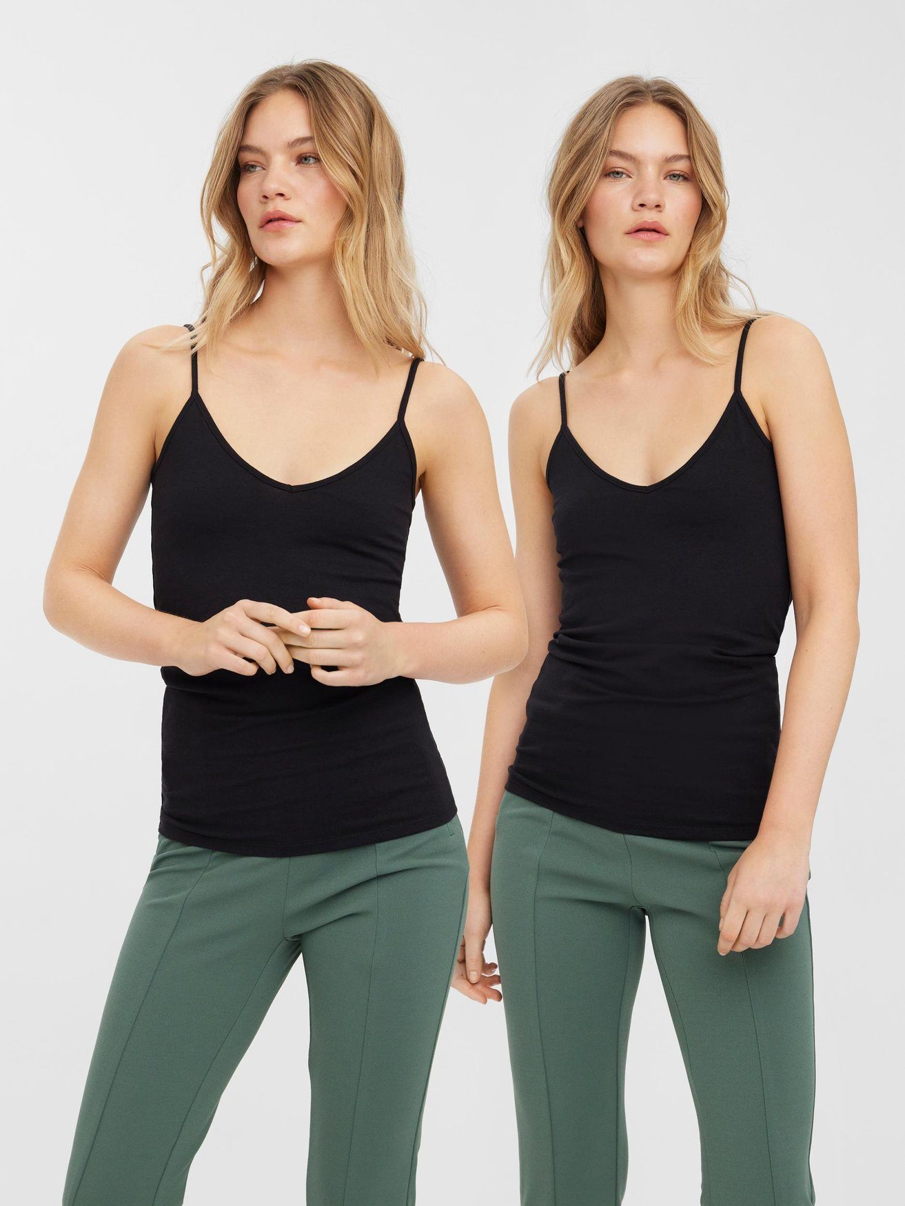 Vero Moda Shirttop Basic Tank 2-er Stück Pack Spaghettiträger VMMAXI (2-tlg günstig online kaufen