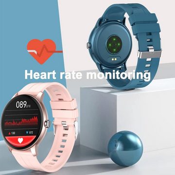 findtime Smartwatch (1,3 Zoll, Android, iOS), mit Telefonfunktion Fitness Tracker Uhr Schrittzähler Schlafmonitor