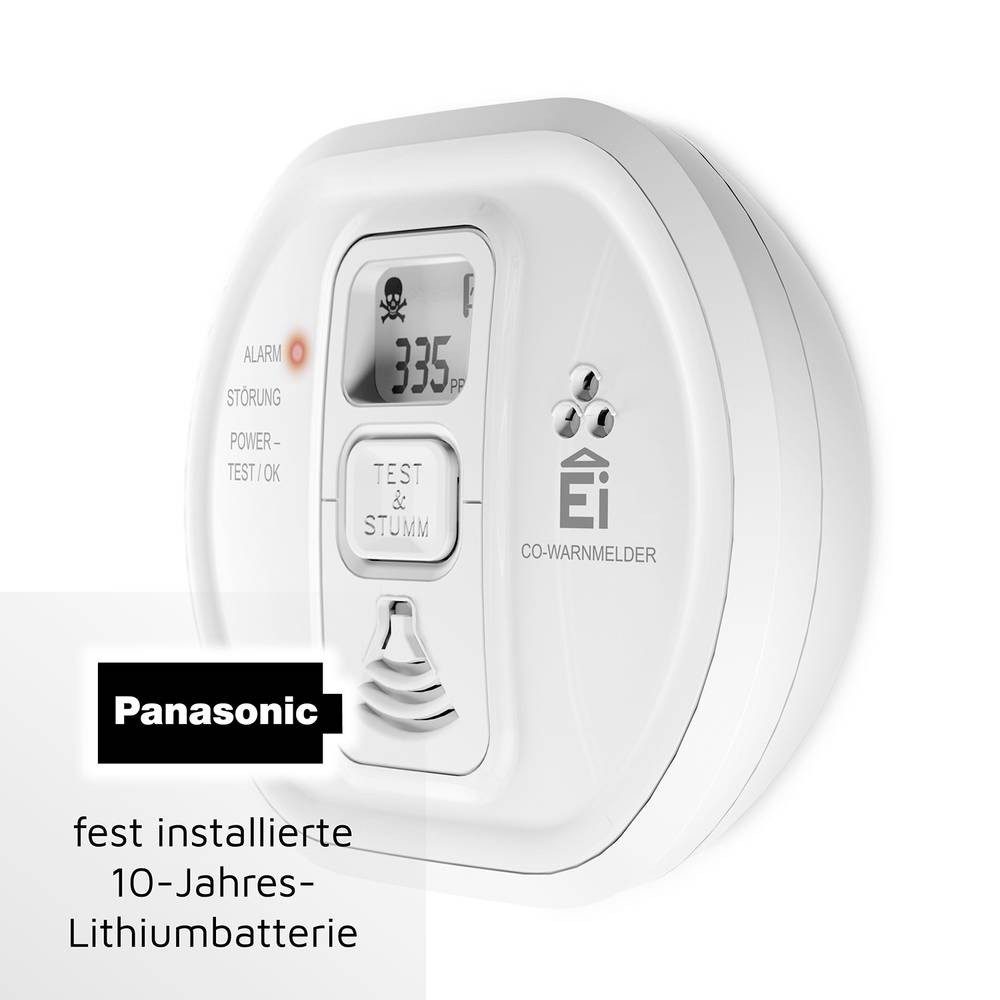 Ei Electronics Kohlenmonoxid-Warnmelder mit Display Ei208D-3X179 Gasmelder (inkl. 10 Jahres-Batterie)