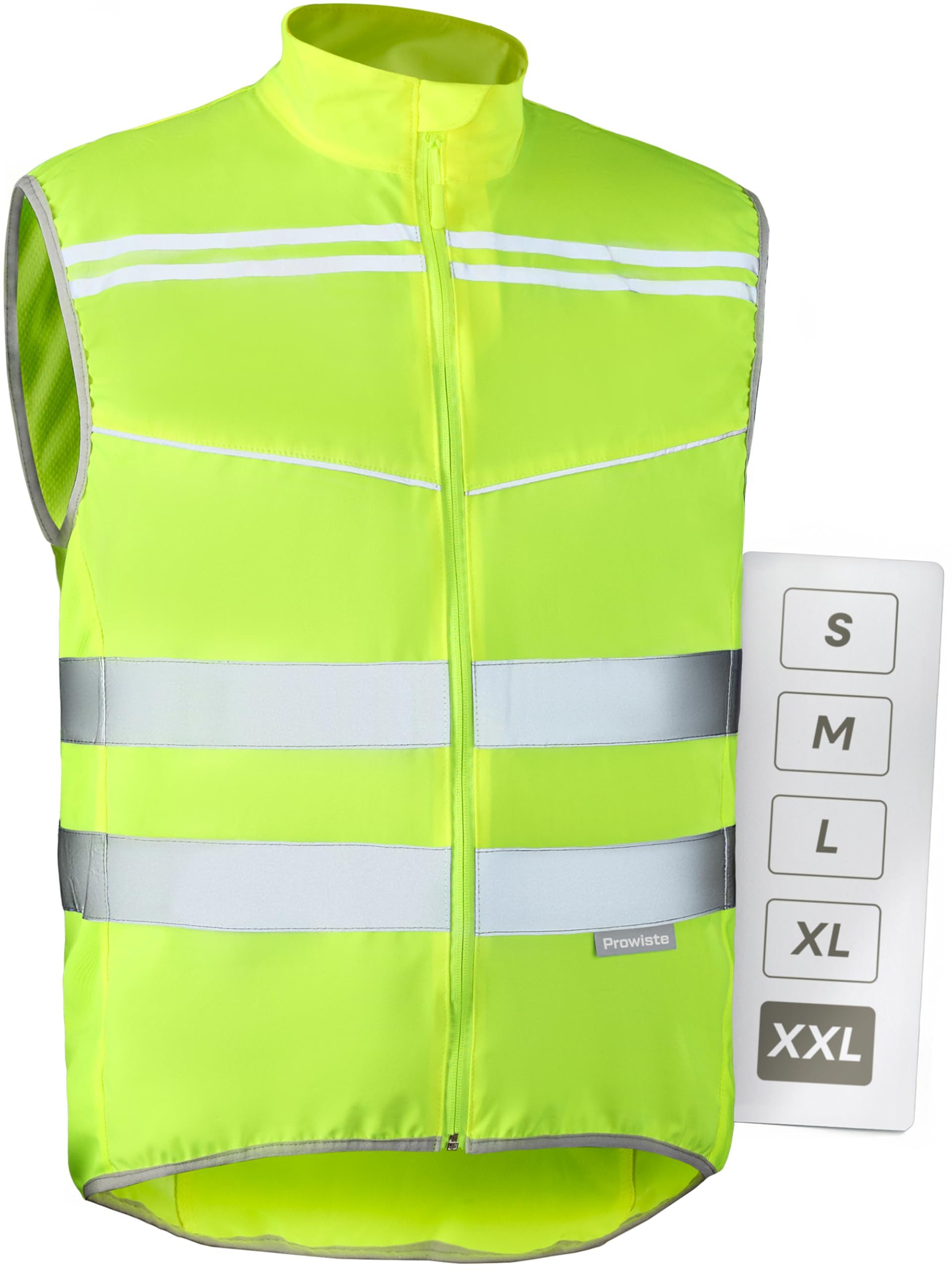 Prowiste Warnweste Fahrradweste Herren & Damen – Hohe Sichtbarkeit in Neon Gelb (Einzelartikel, 1-tlg., 1 x Bike Vest) Atmungsaktiv (Mesh) & Rückentasche – Hohe Sichtbarkeit beim Laufen