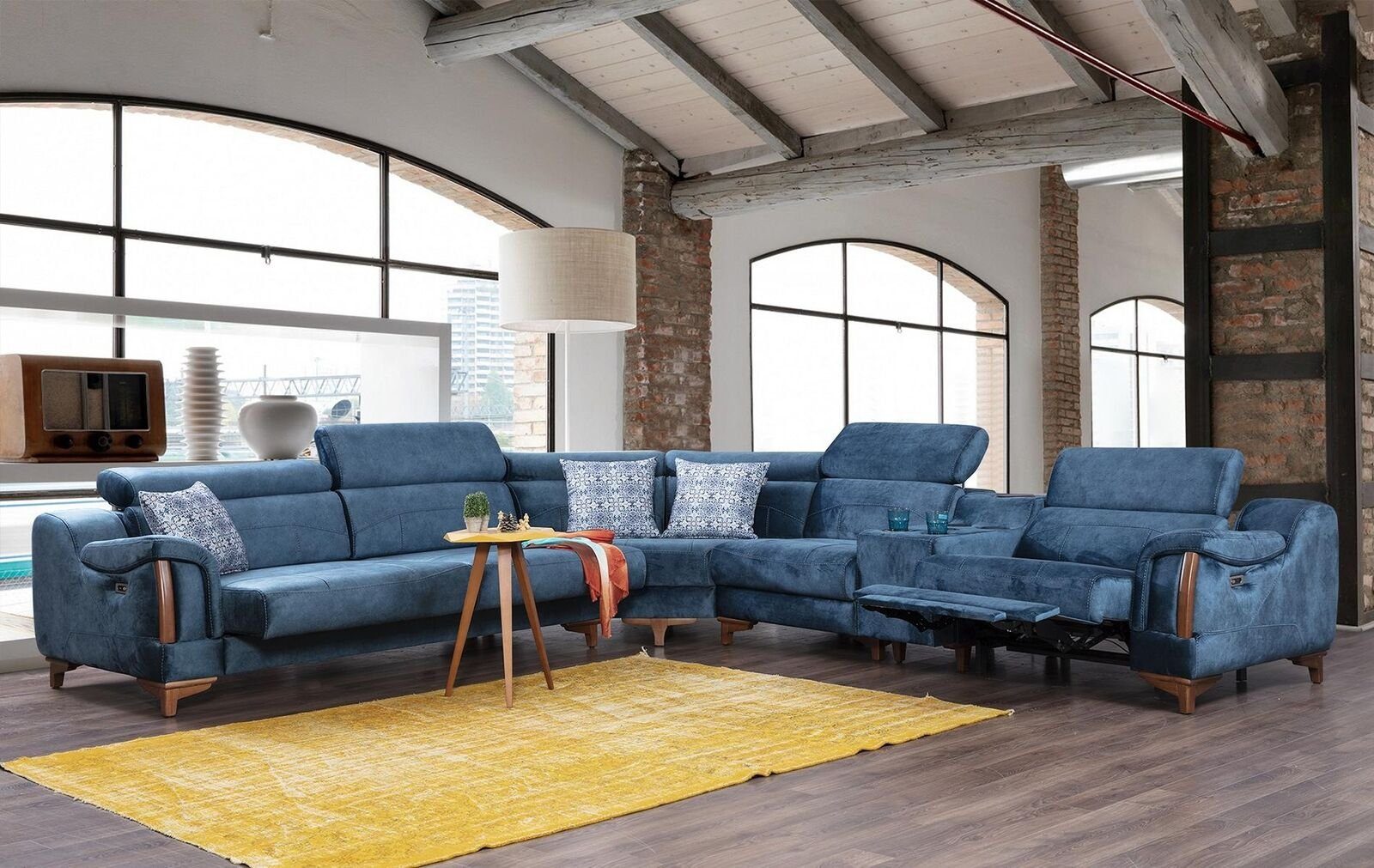JVmoebel Ecksofa Ecksofa Wohnzimmer Couch Möbel, Stoff Europa Form in Modern Made 6 Teile, L Textil Luxus Design