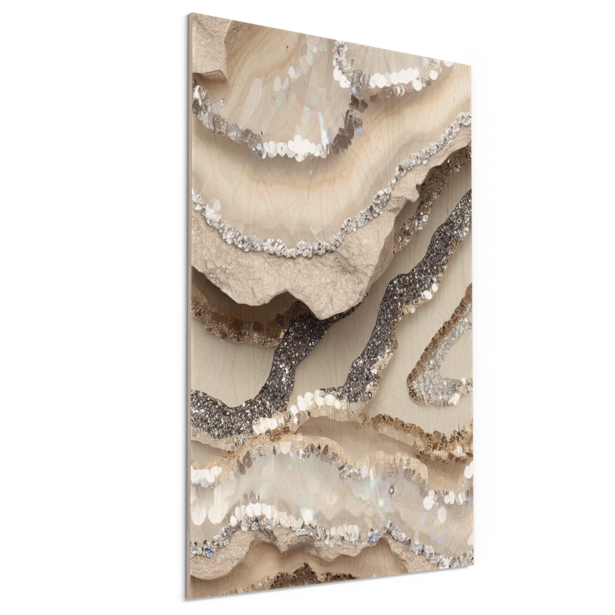 DEQORI Holzbild 'Funkelnde Steinpracht', Bild auf Holz natürliches Wandbild Kunstdruck modern Wohnzimmer Design