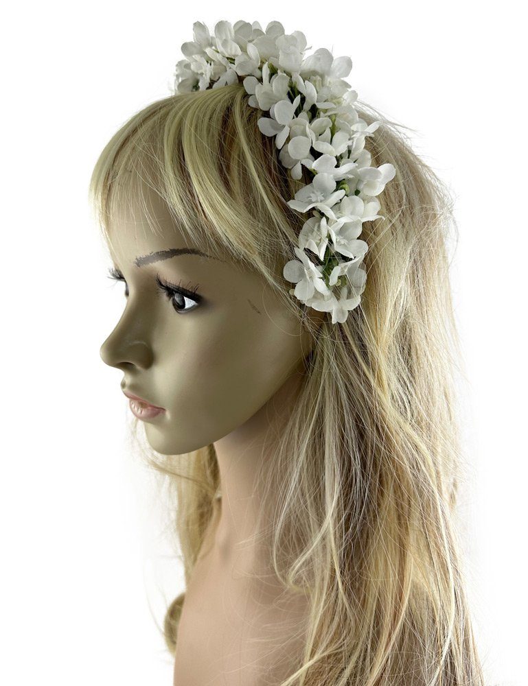 Haarkranz zarten Weiß Trachtenland Haarreif mit Blüten Blumen "Marissa"