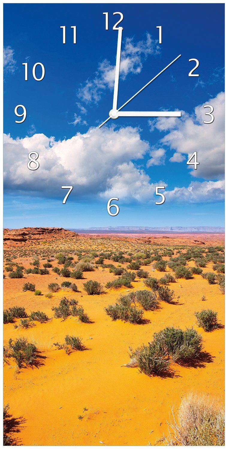 Wallario Wanduhr Wüste in Arizona - blauer Himmel mit Wolken I (Uhr aus Acryl)
