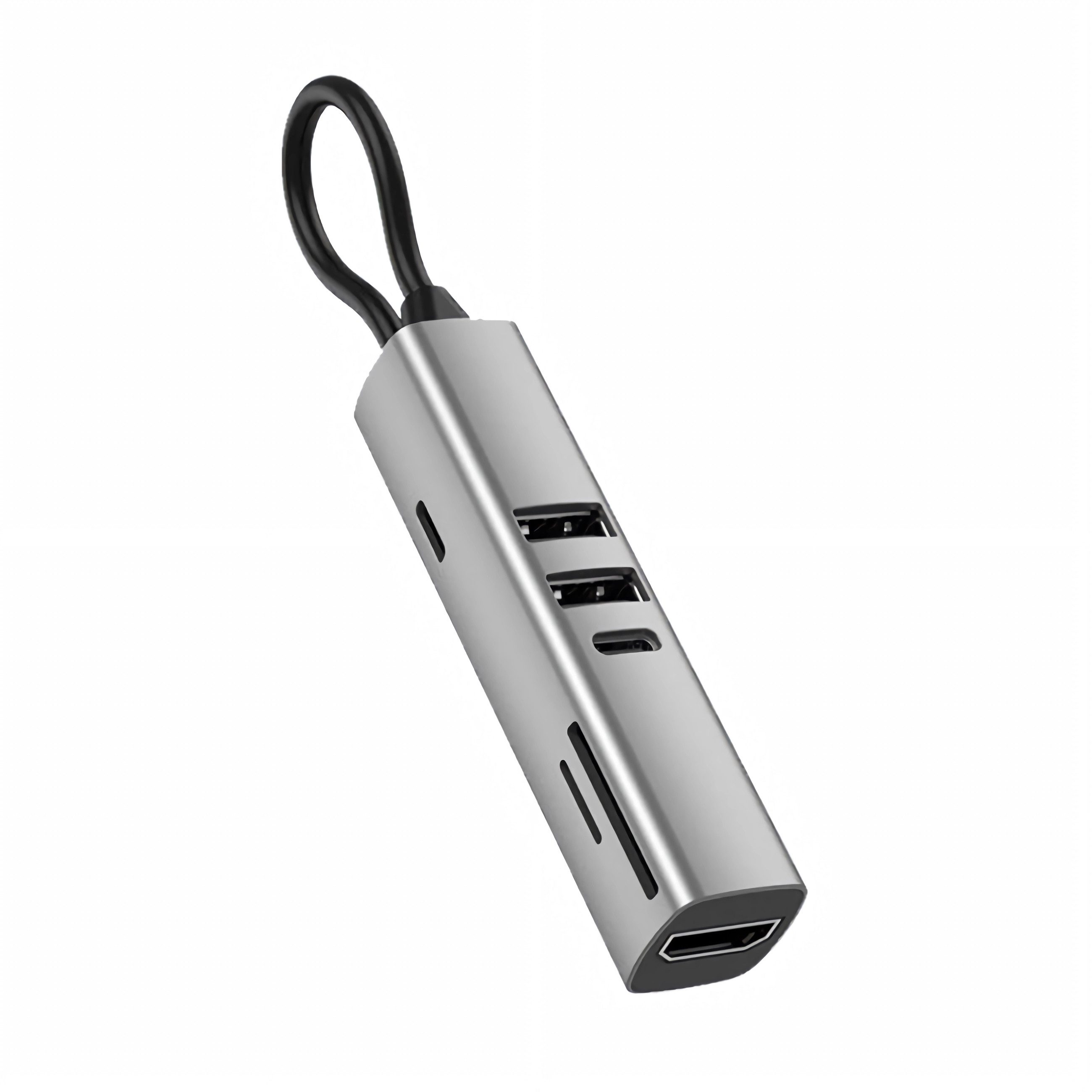 Bolwins Speicherkartenleser A92C 7in1 USB-C Hub 4K HDMI USB 3.0 SD TF PD 100W für Laptop PC, 7in1 Hub kompakt Alu 4K HDMI USB3.0 SD TF PD 100W mobil robust