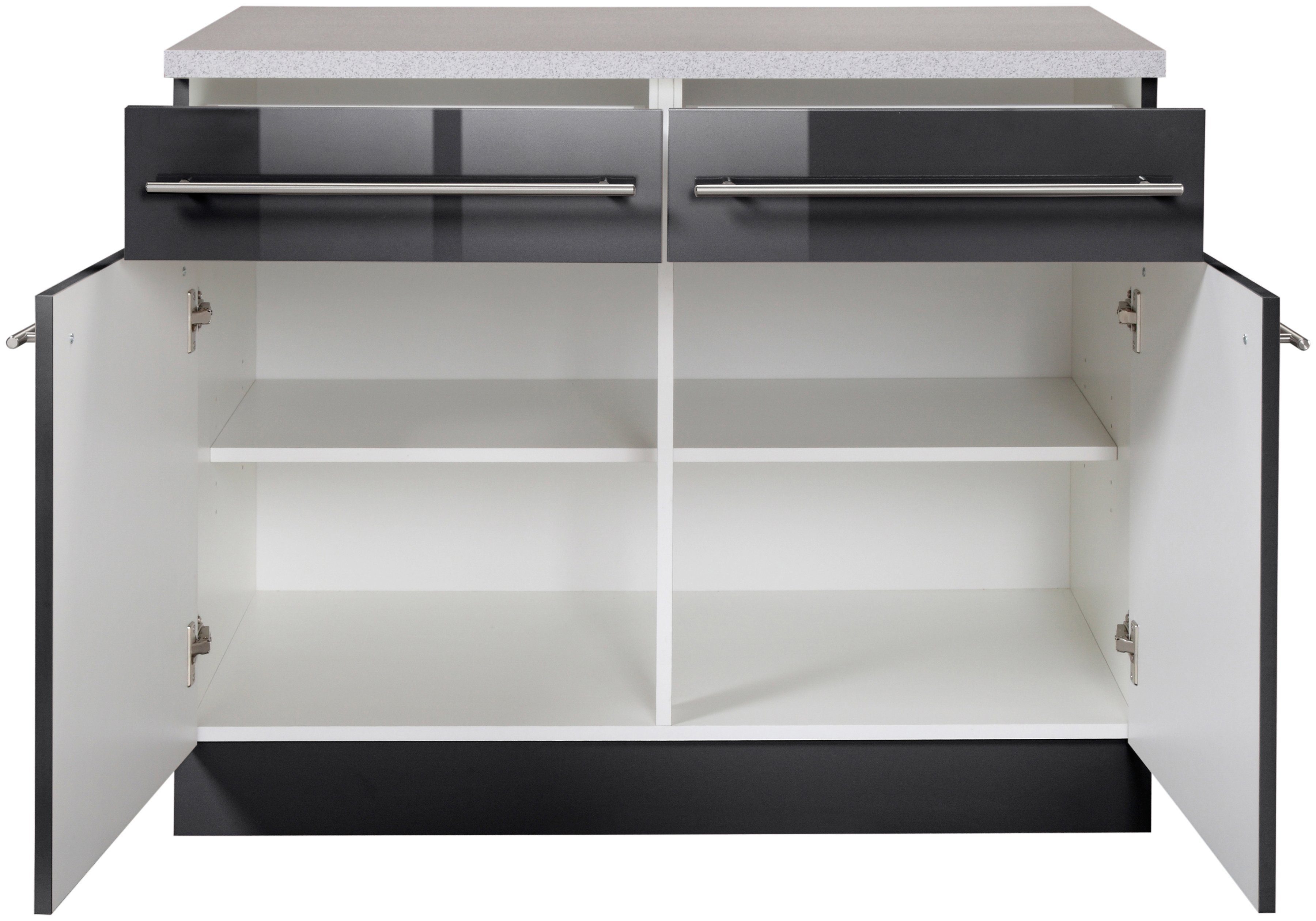 wiho Küchen Unterschrank Chicago 100 cm breit, 2 Schubkästen und 2 Türen, für viel Stauraum