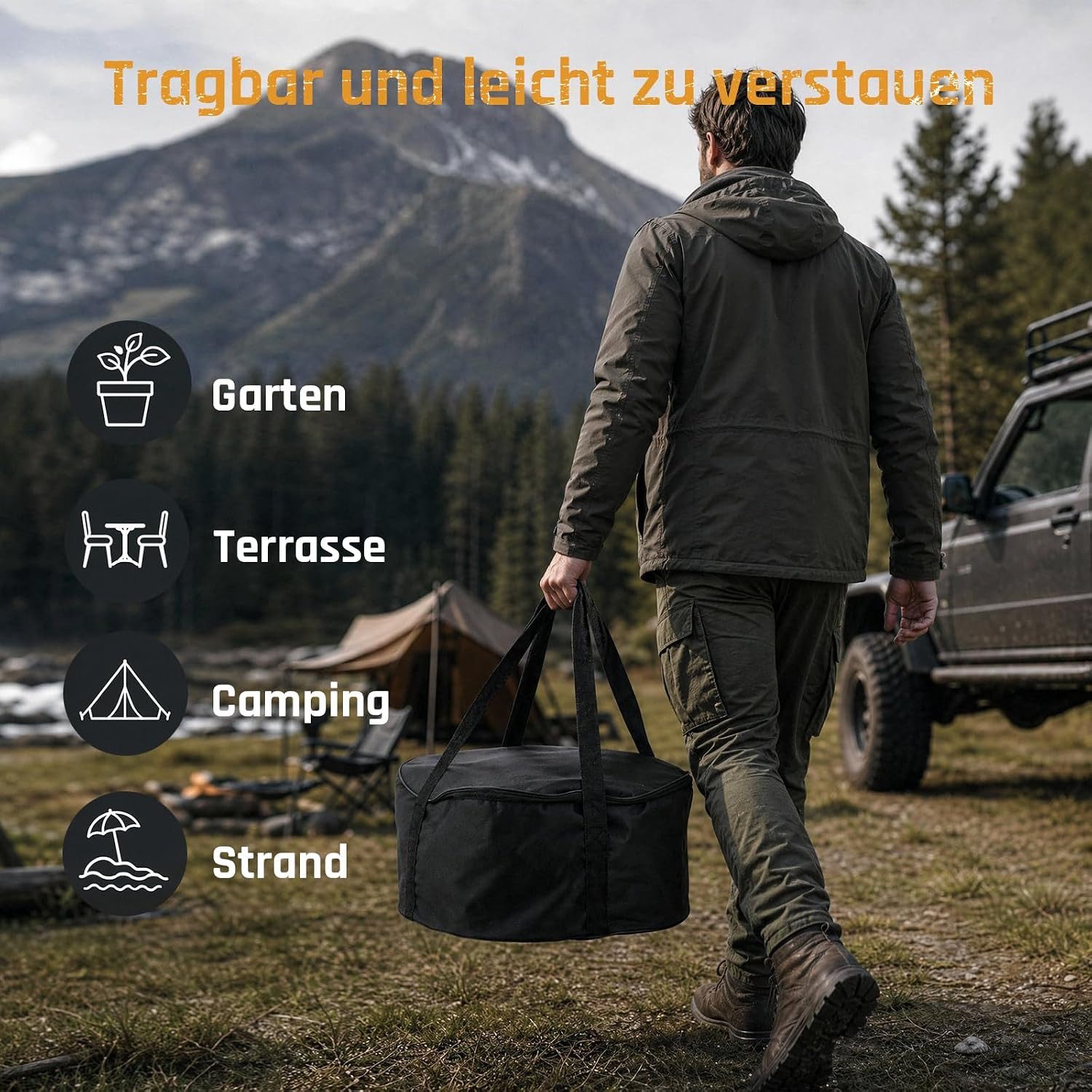 TLGREEN Feuerschale Raucharme Feuerschale 50 cm aus Edelstahl, (doppelwandiger Feuerkorb mit herausnehmbarer Ascheschale, 2‑in‑1 Outdoor‑Feuerstelle mit Grillro – Bild 5 von 5