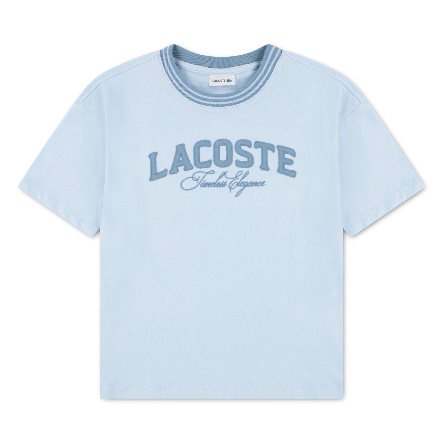 Lacoste T-Shirt Lacoste Kinder T-Shirt RUISSEAU hellblau mit Logo und Schriftzug