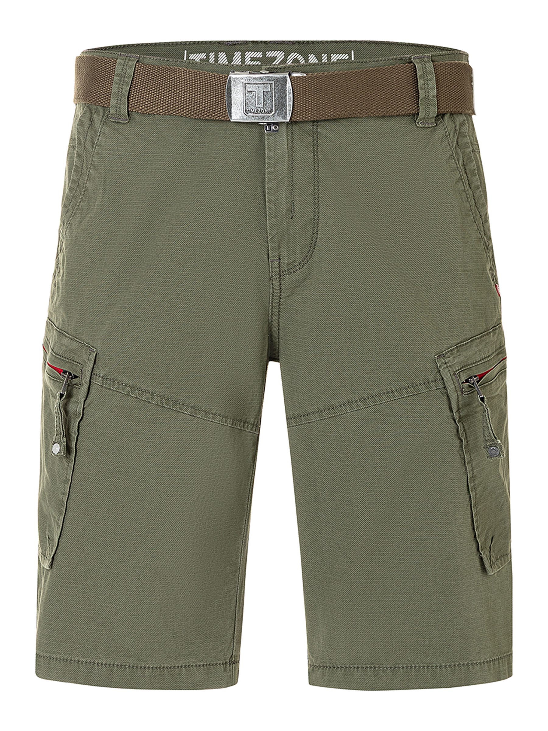 Cargoshorts Inklusive Gürtel Eingrifftaschen Reißverschluss Knielang