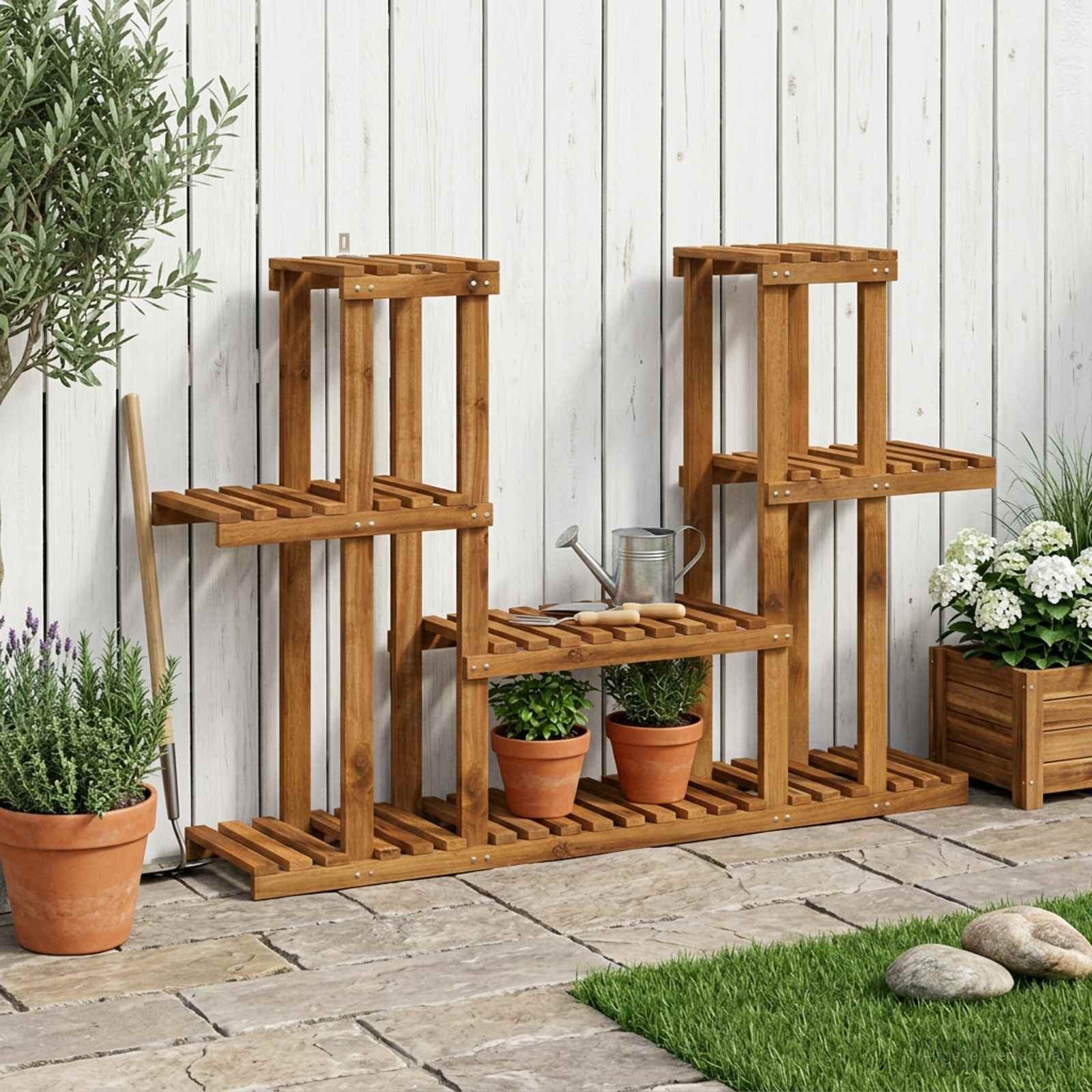 vidaXL Blumenständer Pflanzenständer Natur 123 x 25 x 78,5 cm Massivholz (1 St)