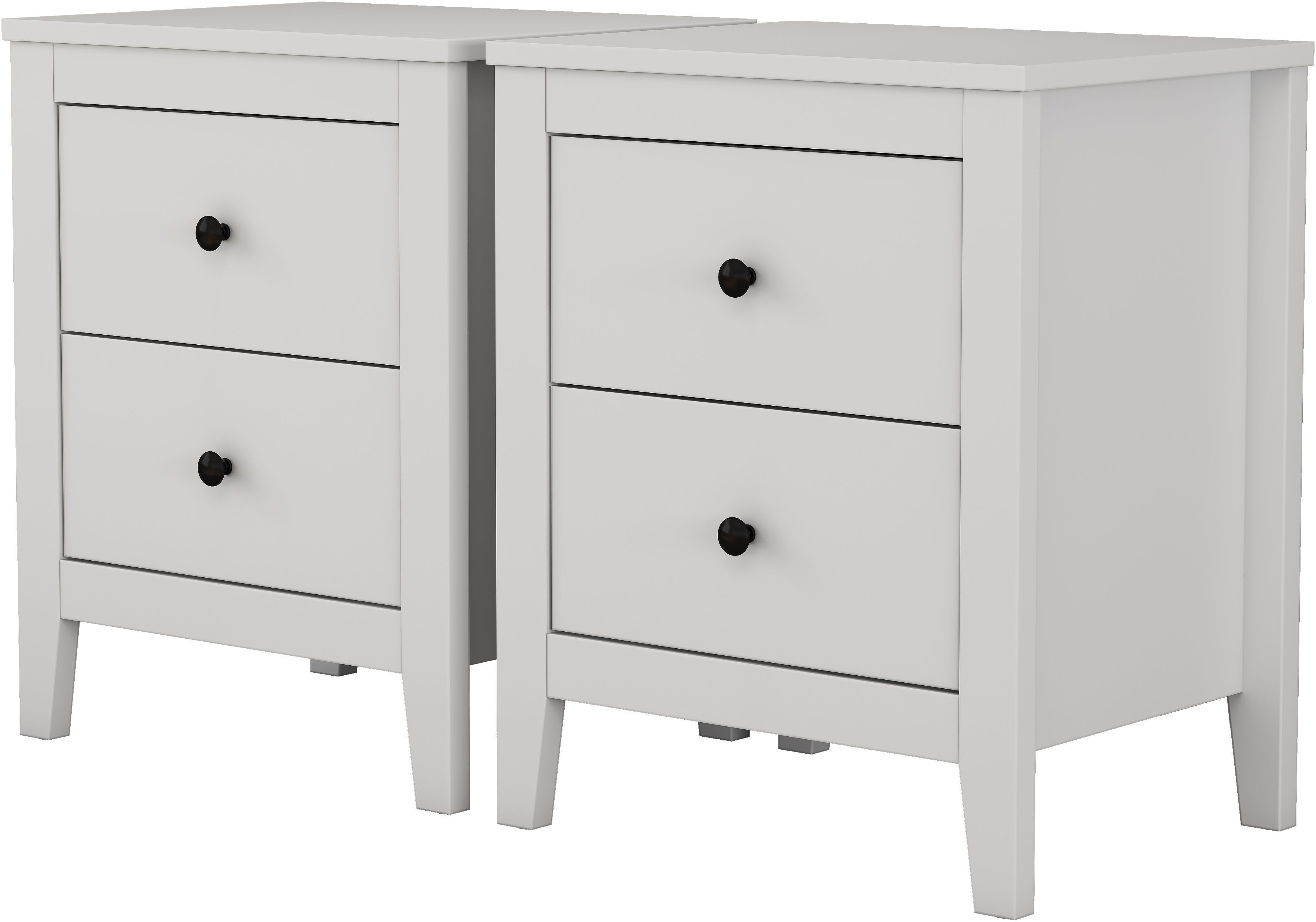 OTTO home Nachtkommode Borkum Sideboard Anrichte mit 6 Schubladen Landhaus weiß (Set, 2 Schränke im Set, schwarze Griffe aus Metall), Nachttisch Set mit je 2 Schubladen, Beistelltisch