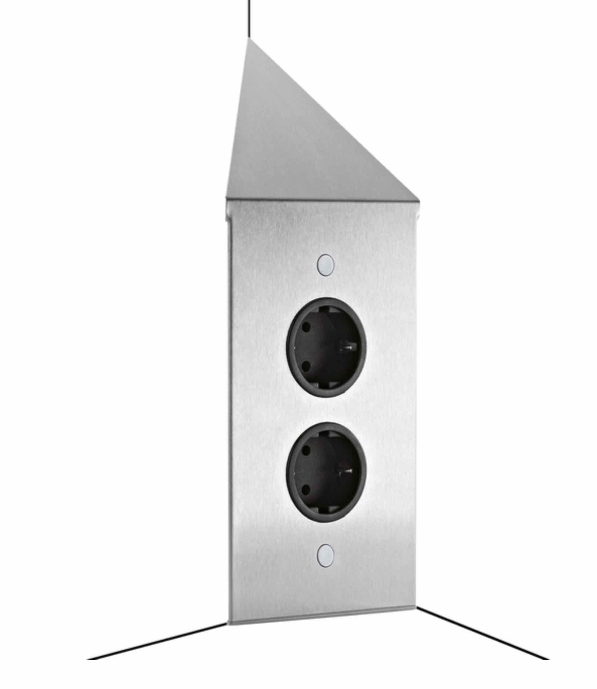 Thebo THEBO ST 3007/2-C Energie-Ecksaeule MIRA ES34 Edelstahl Mehrfachsteckdose