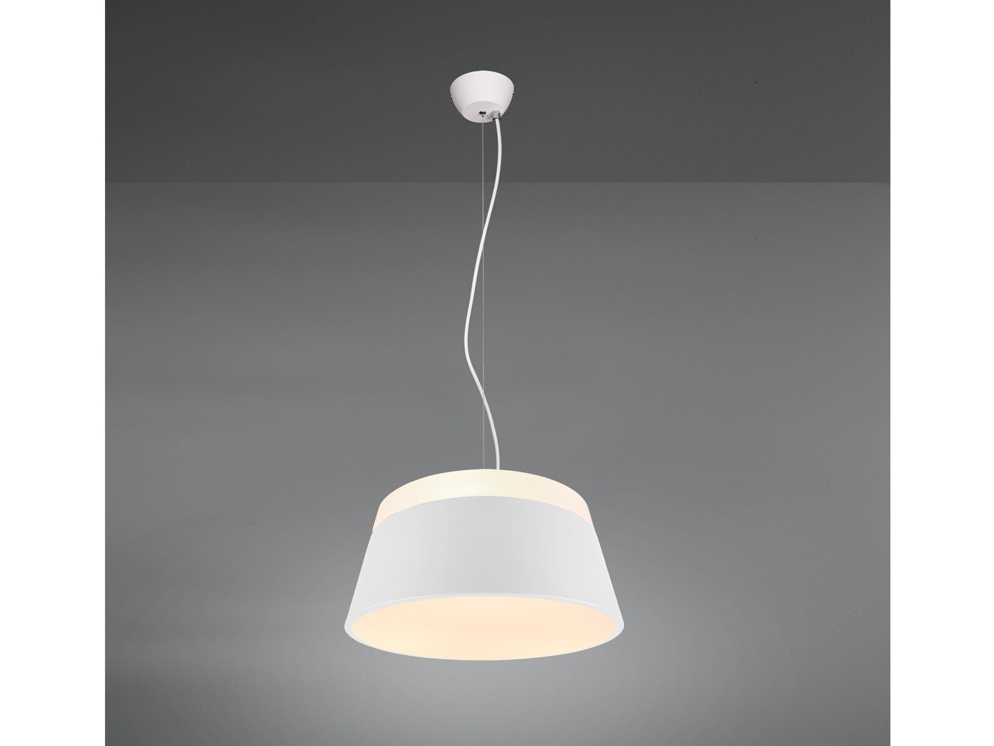 meineWunschleuchte LED Pendelleuchte, LED wechselbar, Warmweiß, groß-e Lampe für über-n Esstisch hängend Lampen-schirm Metall Weiß Ø45