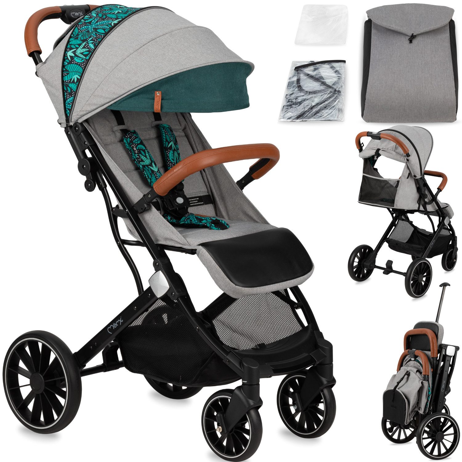 MoMi Kinder-Buggy Estelle Dakar, Einhand-Faltsystem mit Trolley-Funktion & 4-Rad-Federung