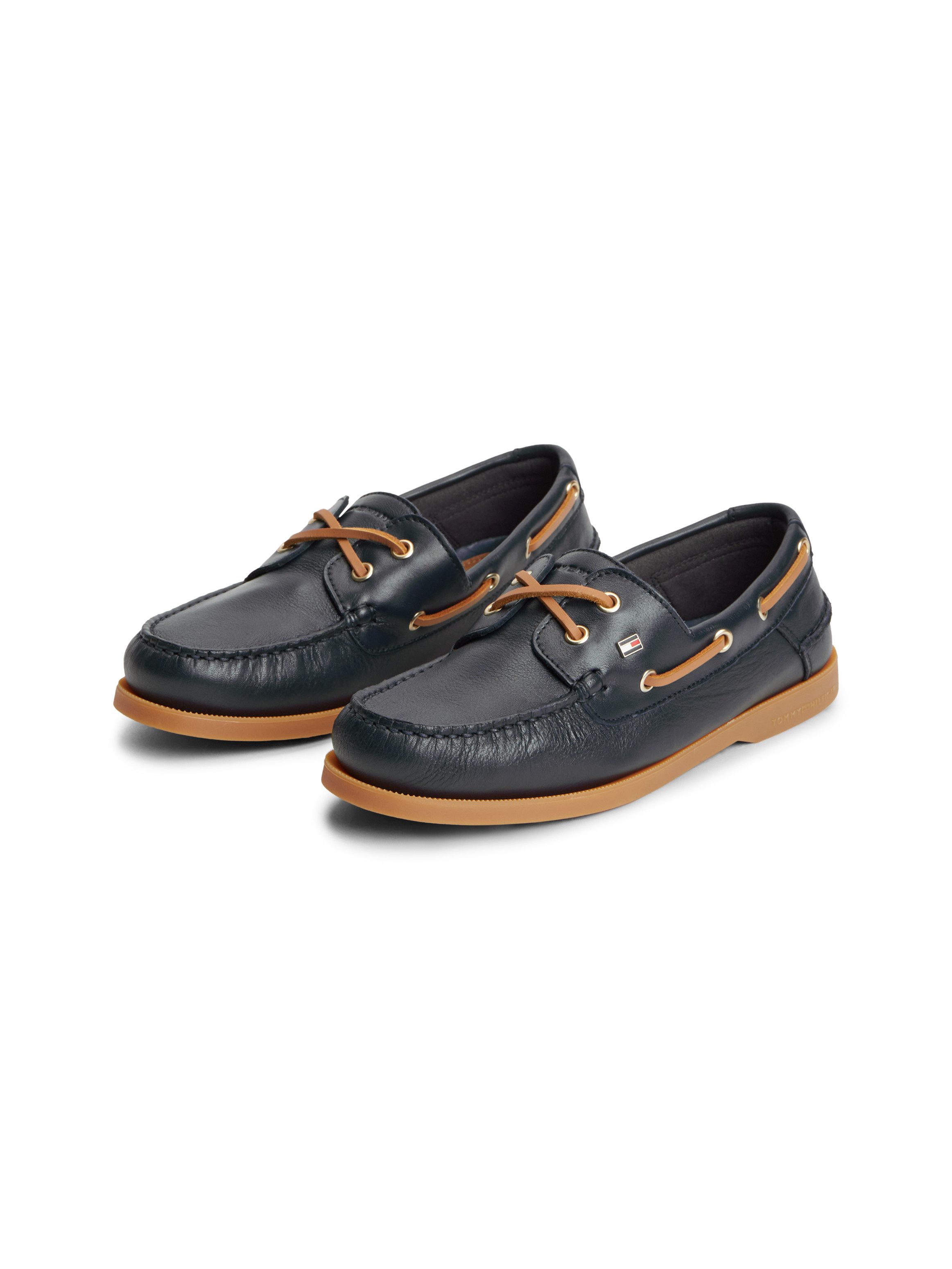 Tommy Hilfiger TH FLAG BOAT SHOE CORE LEATHER Bootsschuh Schnürschuh, Sommerschuh mit modischen Durchzügen
