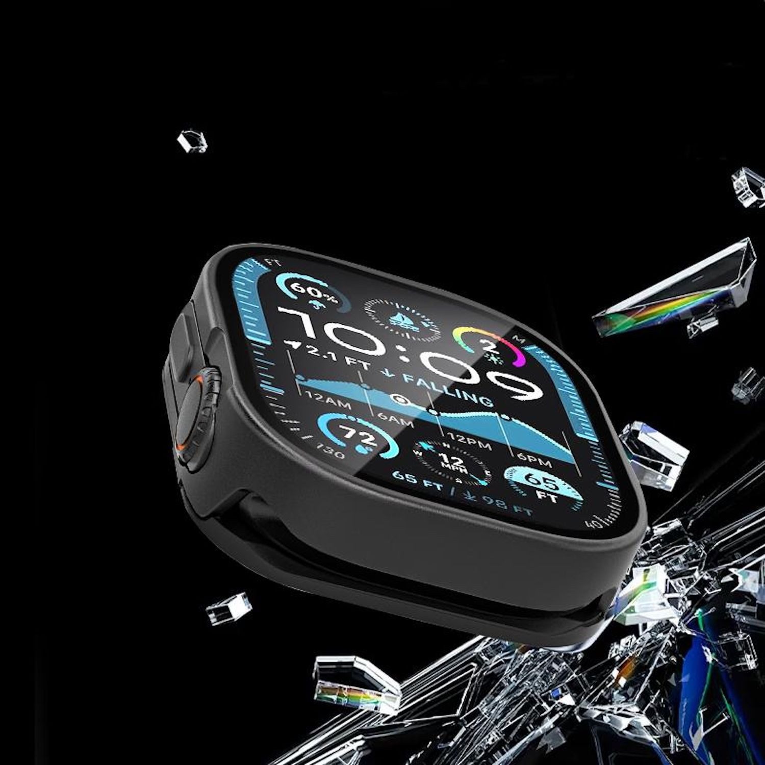 Wigento Smartwatch-Hülle Aluminium Hartglas Titan für Apple Watch Ultra 2 / 1 49mm, Aluminiumhülle mit integriertem Glas für Rundumschutz