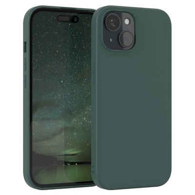 EAZY CASE Handyhülle TPU Hülle für Apple iPhone 15 6,1 Zoll, Silikon Schutzhülle mit Kameraschutz kratzfestes Bumper Nachtgrün