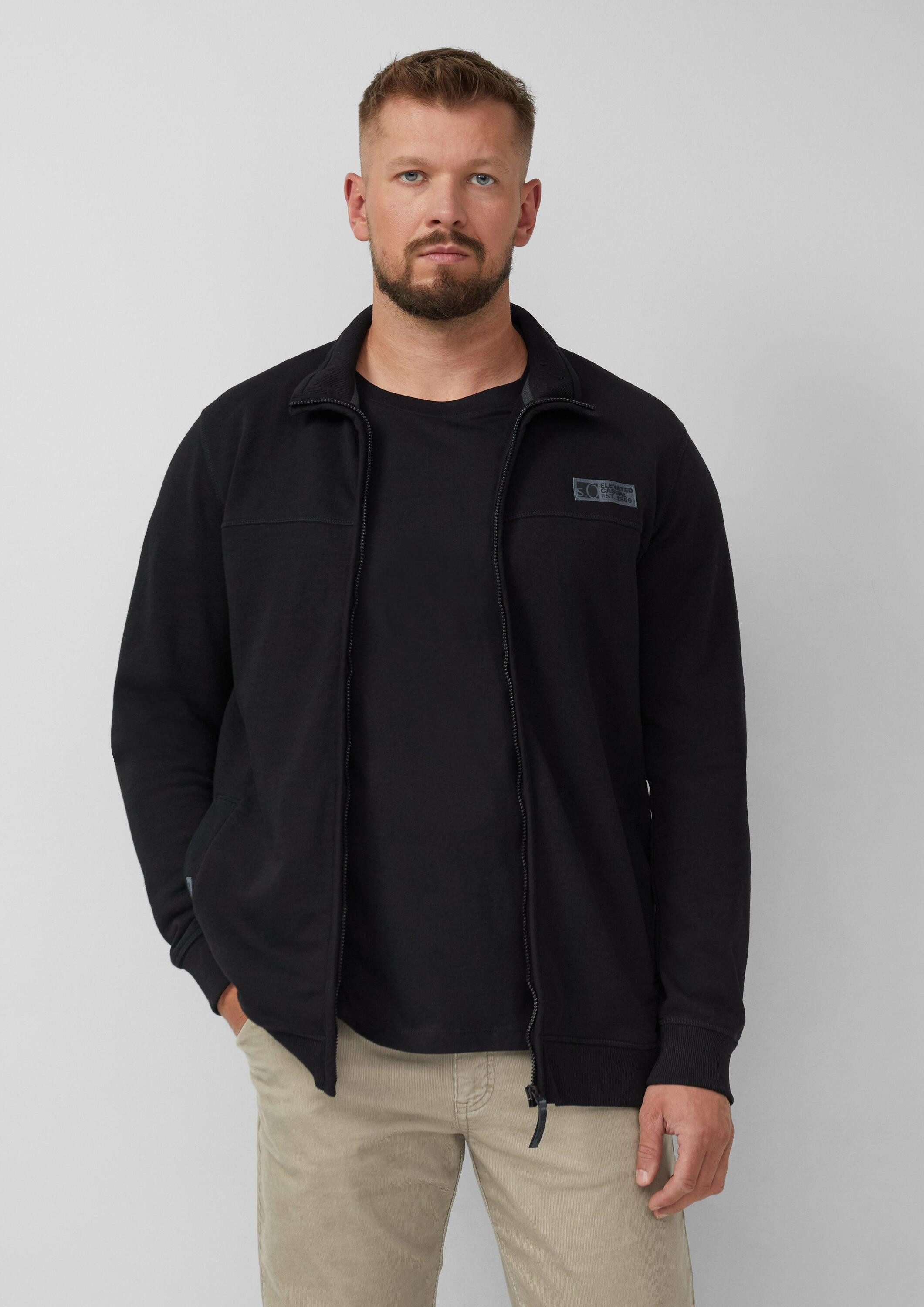 s.Oliver Sweatjacke Sweatshirt Jacke Sweatjacke aus Baumwollmix mit Stehkragen