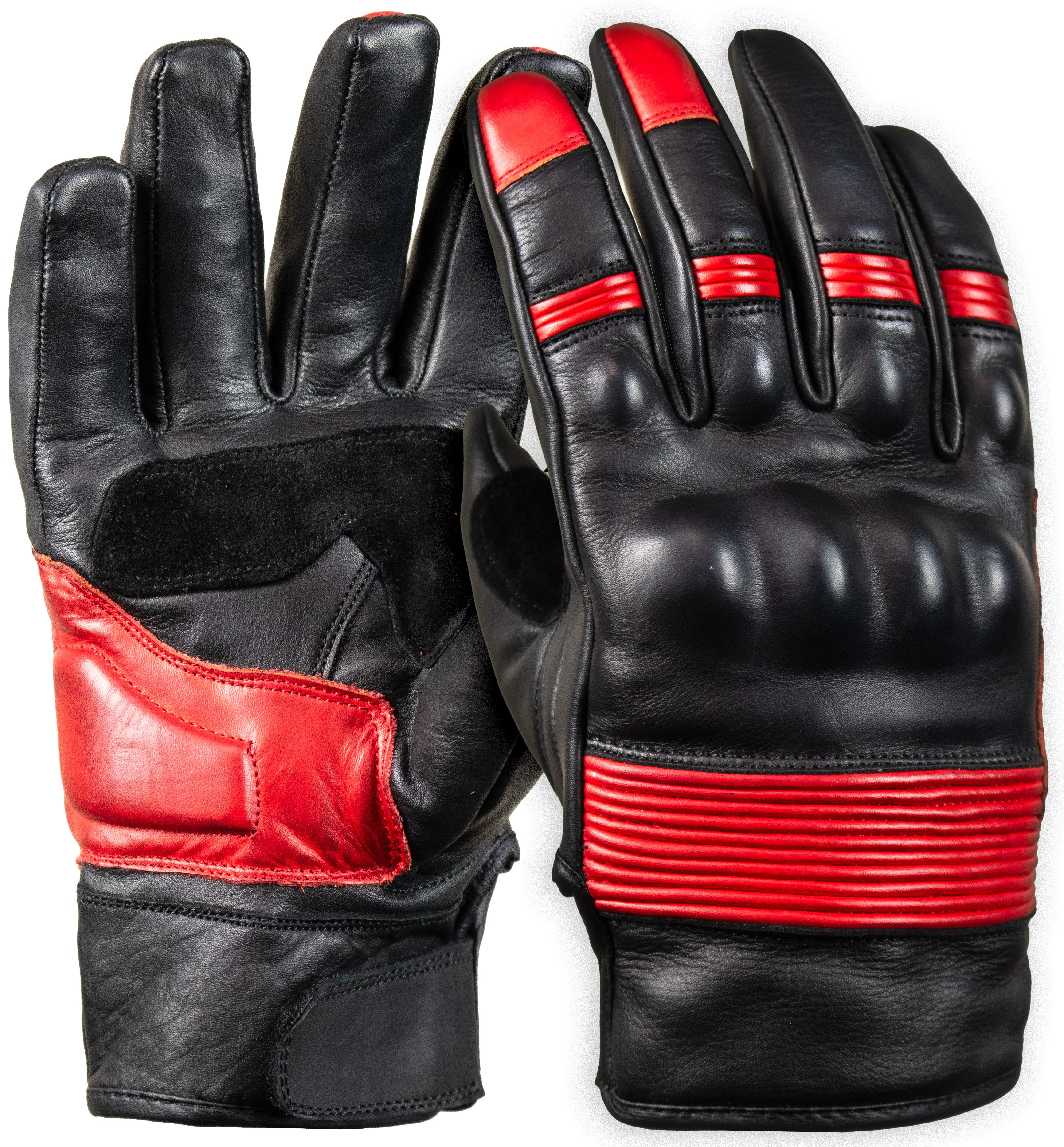 MDM Motorradhandschuhe Retro Motorradhandschuhe Leder mit Knöchelschutz, Touchfunktion Perforierte Ledereinsätze für bessere Luftzirkulation