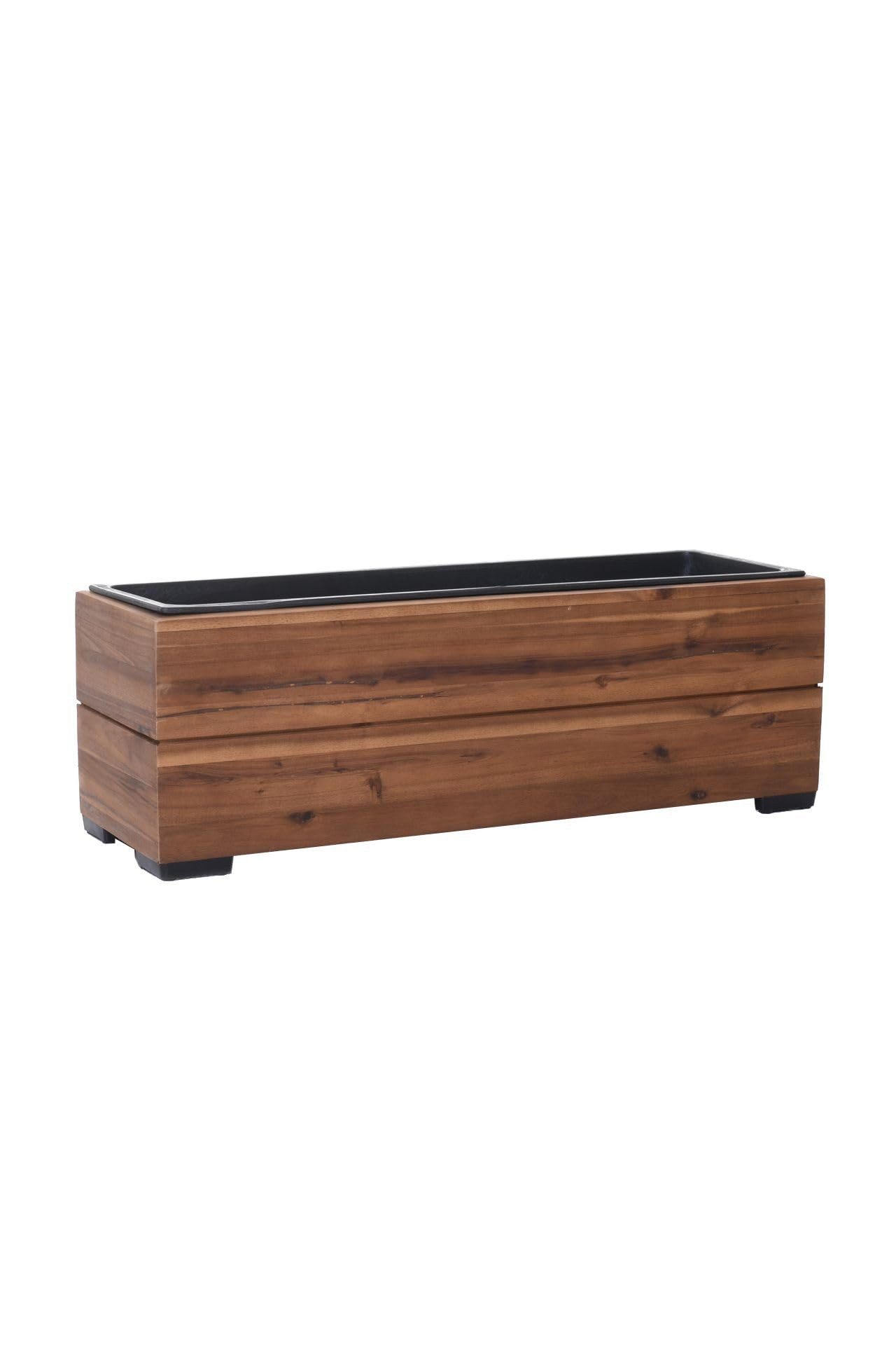 VIVANNO Balkonkasten Holz KAJIX Kasten - Haselnussbraun Gestreift (1 St), 61x20x21 cm