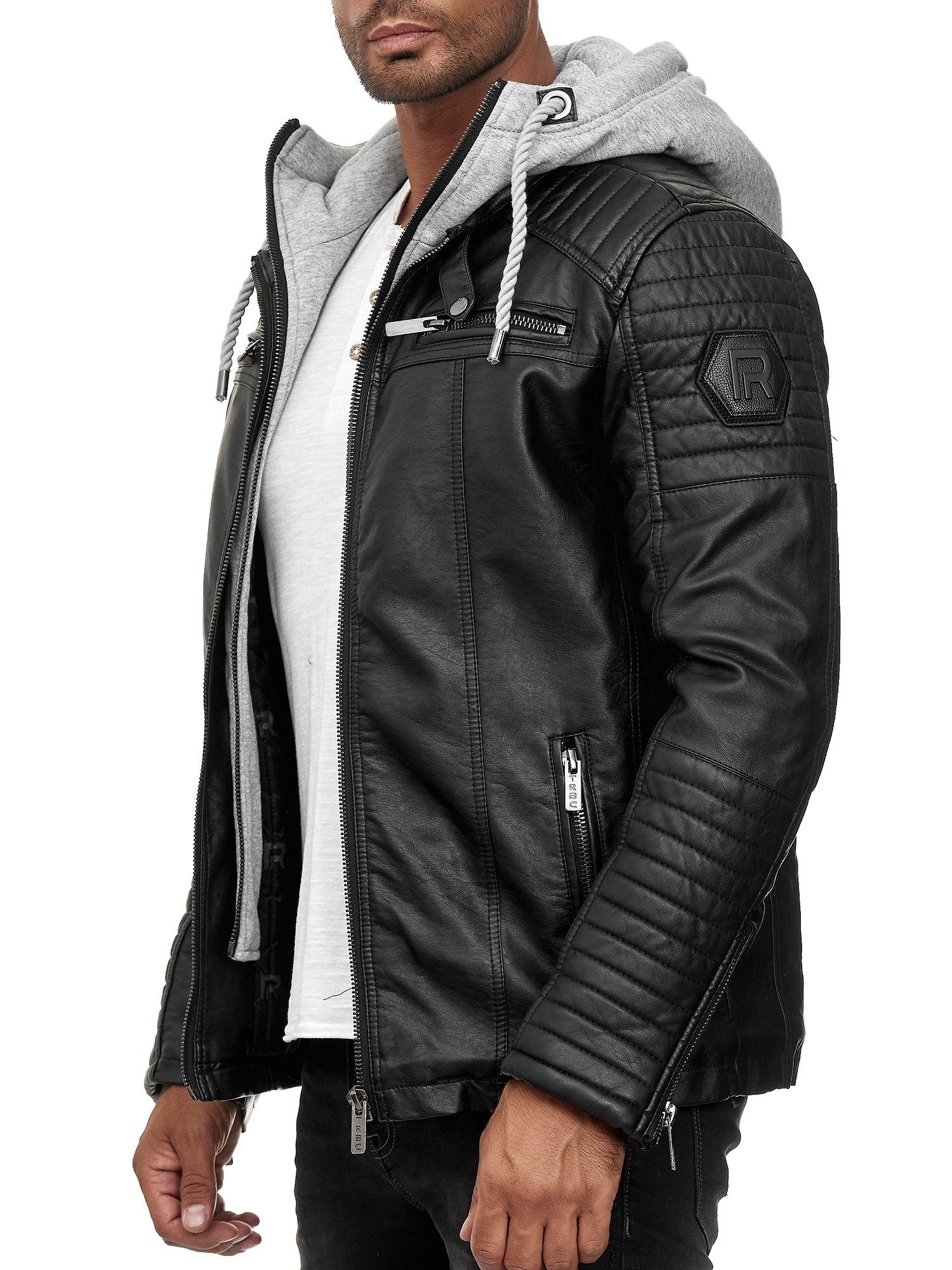 RedBridge Lederimitatjacke aus Kunstleder und abnehmbarer Kapuze hochwertig, robust