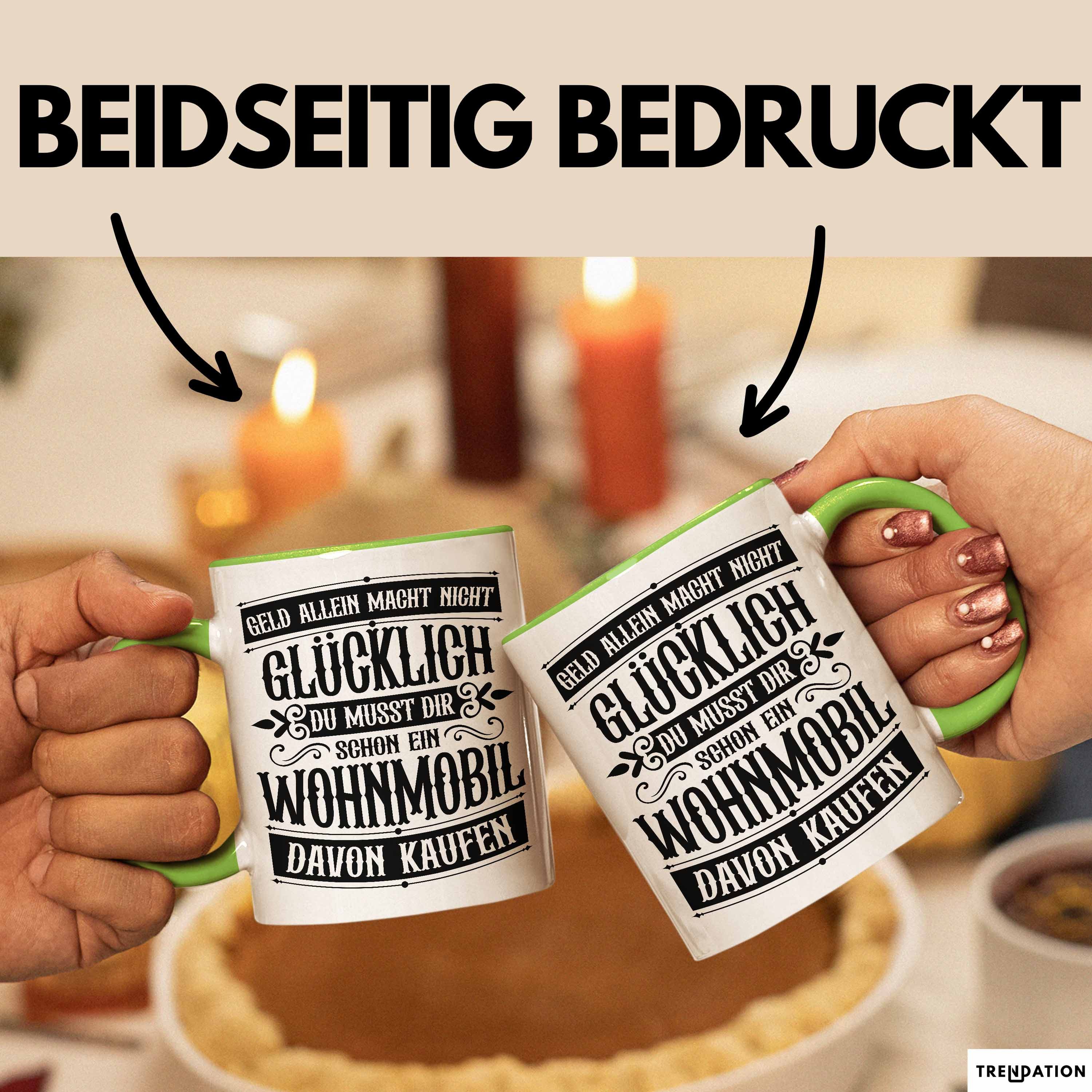 Trendation Tasse Hobby Wohnmobil Tasse Geschenk für Wohnwagen Fans Geld Allein Macht Ni