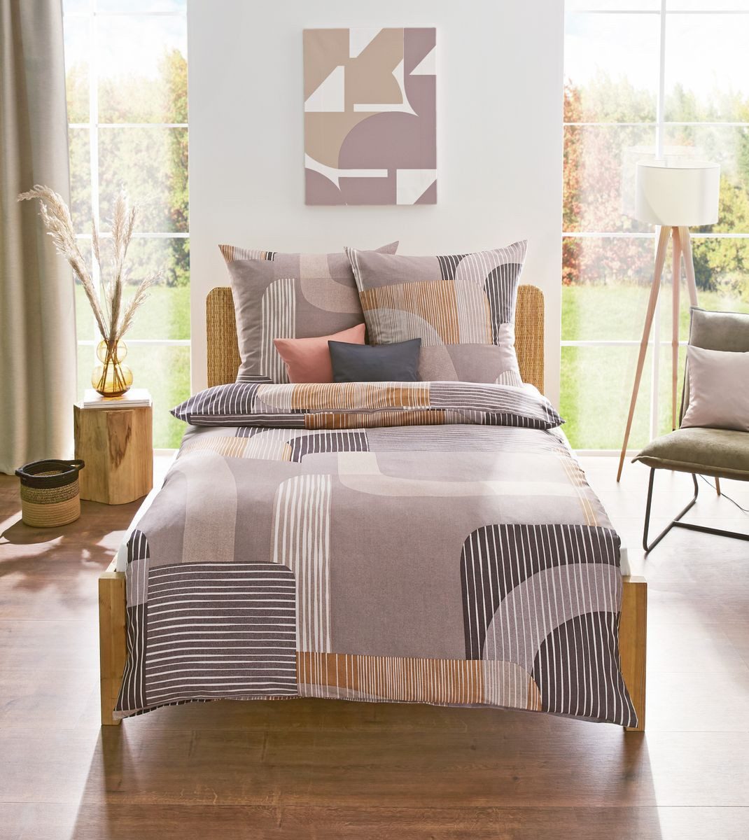 JACK Bettwäsche 135x200cm modernes Design Record Braun Kaeppel, Biber, 2 te günstig online kaufen