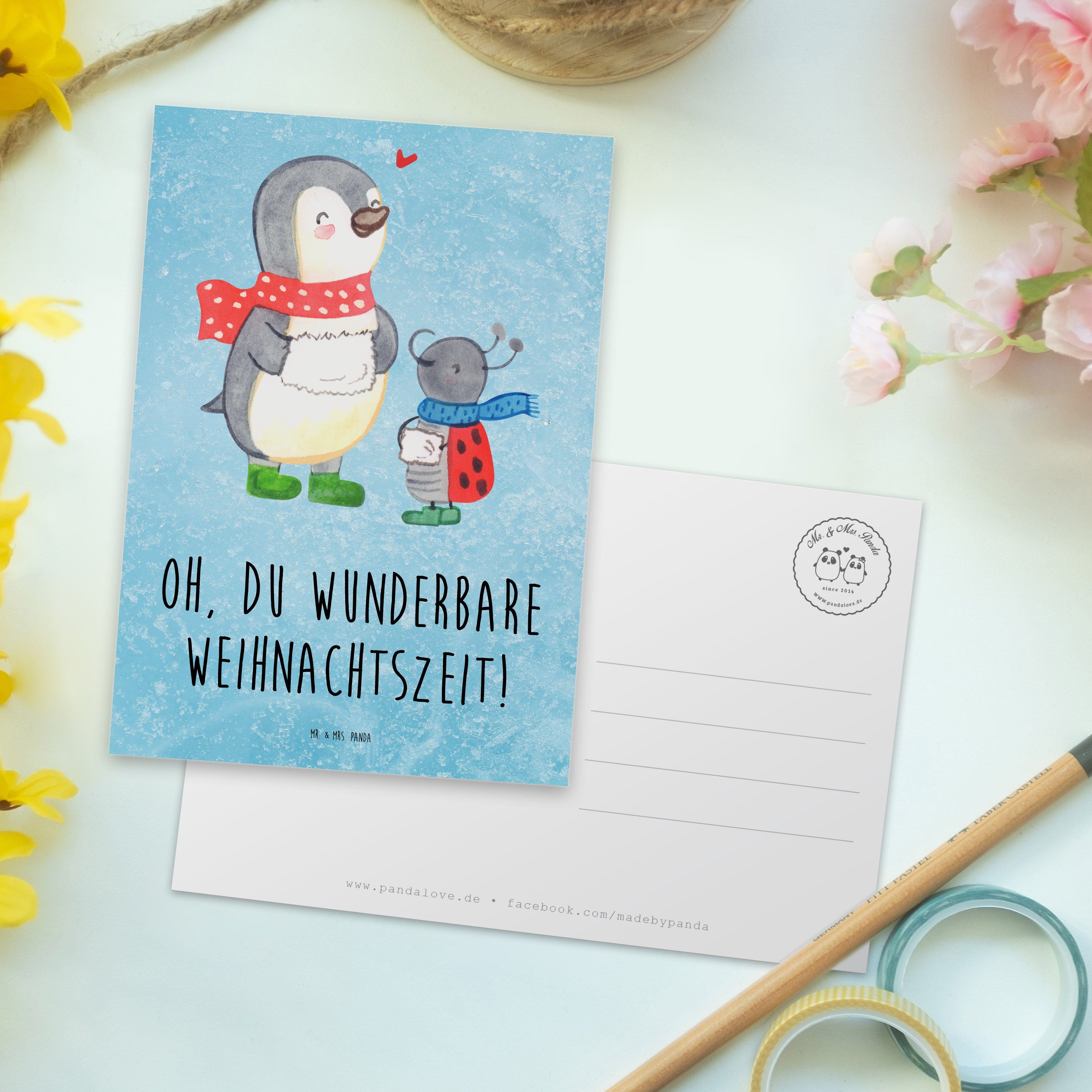 Geschenkkarte, Dankeskarte, & Geschenk, Mr. Mrs. Eisblau - Panda Smörle Postkarte W - Winterzeit